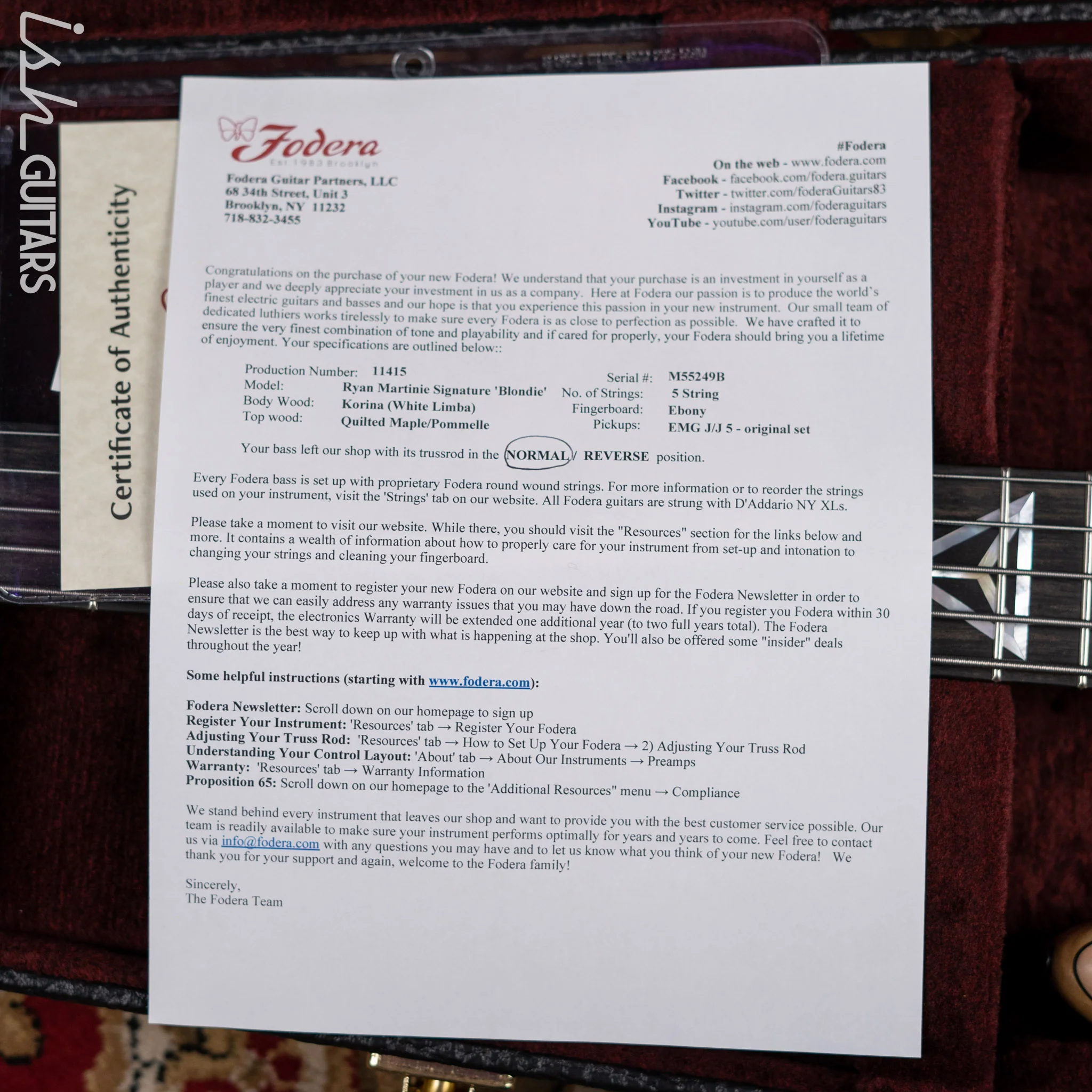 Fodera Ryan Martinie Signature 5-String Bass "Blondie" - Image 14