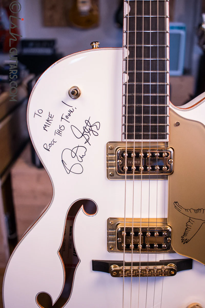 Gretsch G6139-CB White Falcon Center Block Signed by Brian Setzer and Johnny “Spazz” Hatton - Image 3