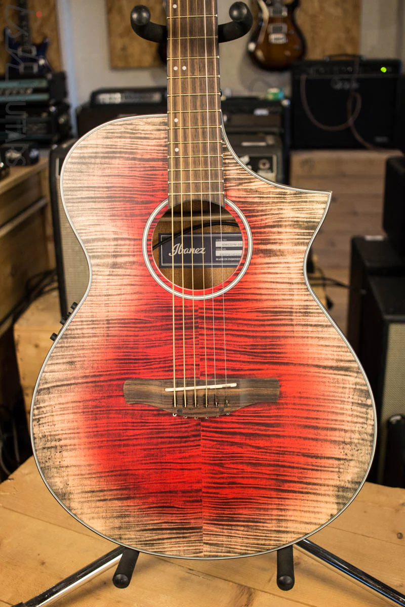 Ibanez AEWC32FM Thinline Acoustic-Electric Glacier Red Low Gloss