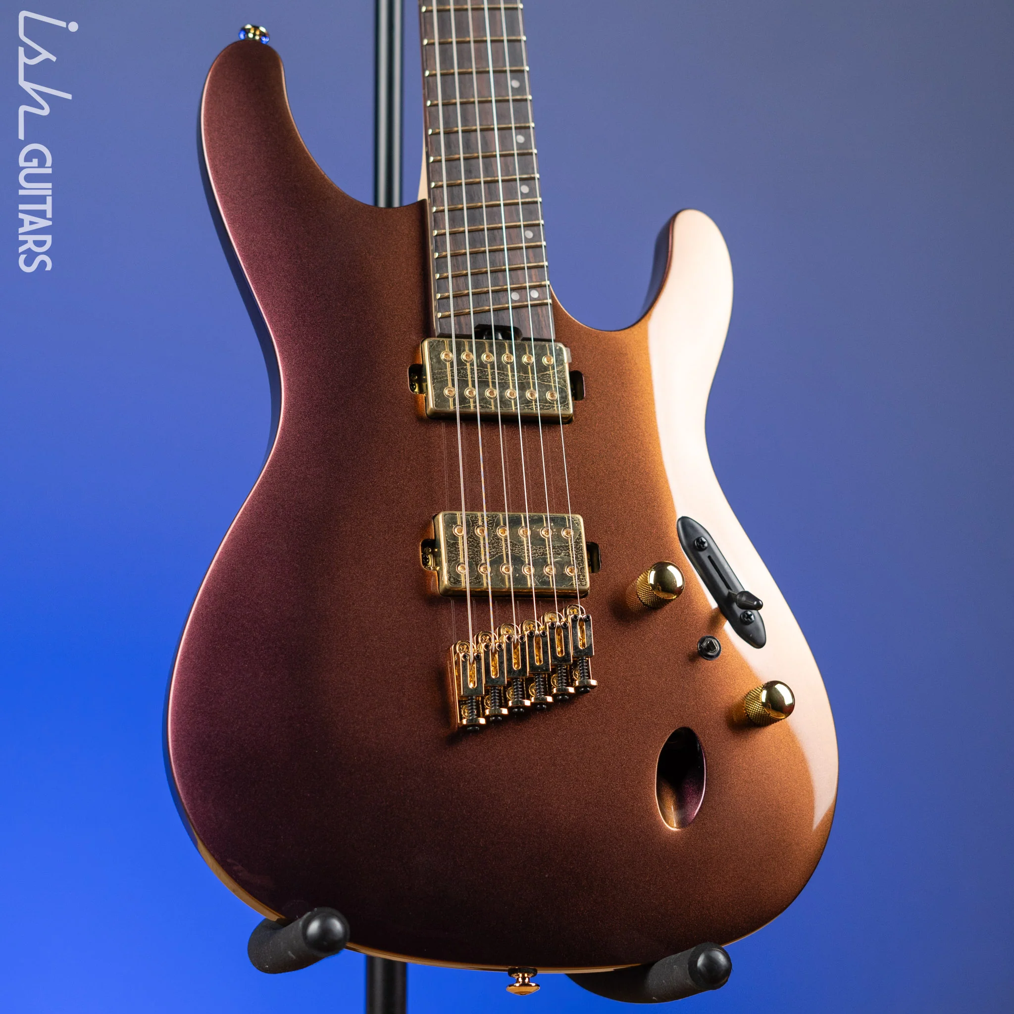 Ibanez Axe Lab Design SML721 Multi-Scale Electric Guitar Rose Gold Chameleon Demo