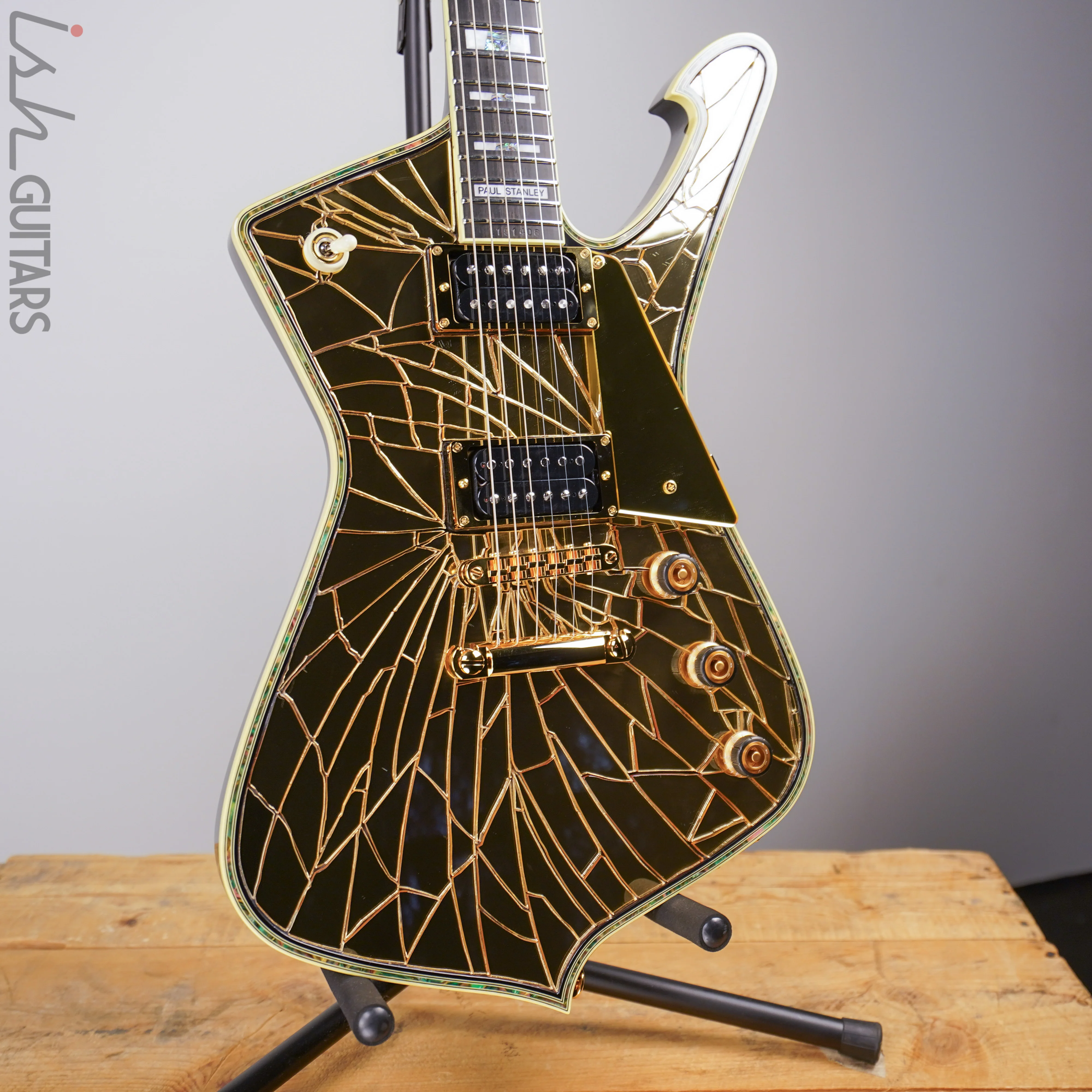 Ibanez Paul Stanley Signature PS4CM Gold Cracked Mirror Guitar Signed and Limited