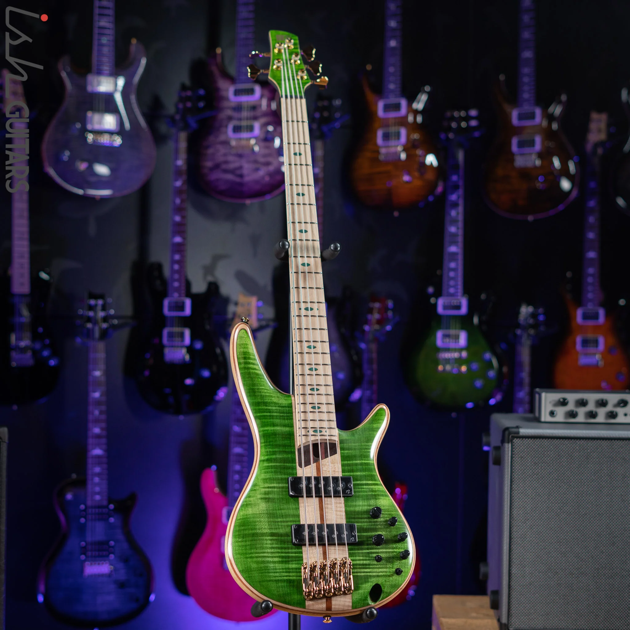 Ibanez Premium SR5FMDX Bass Emerald Green Low Gloss Demo - Image 2