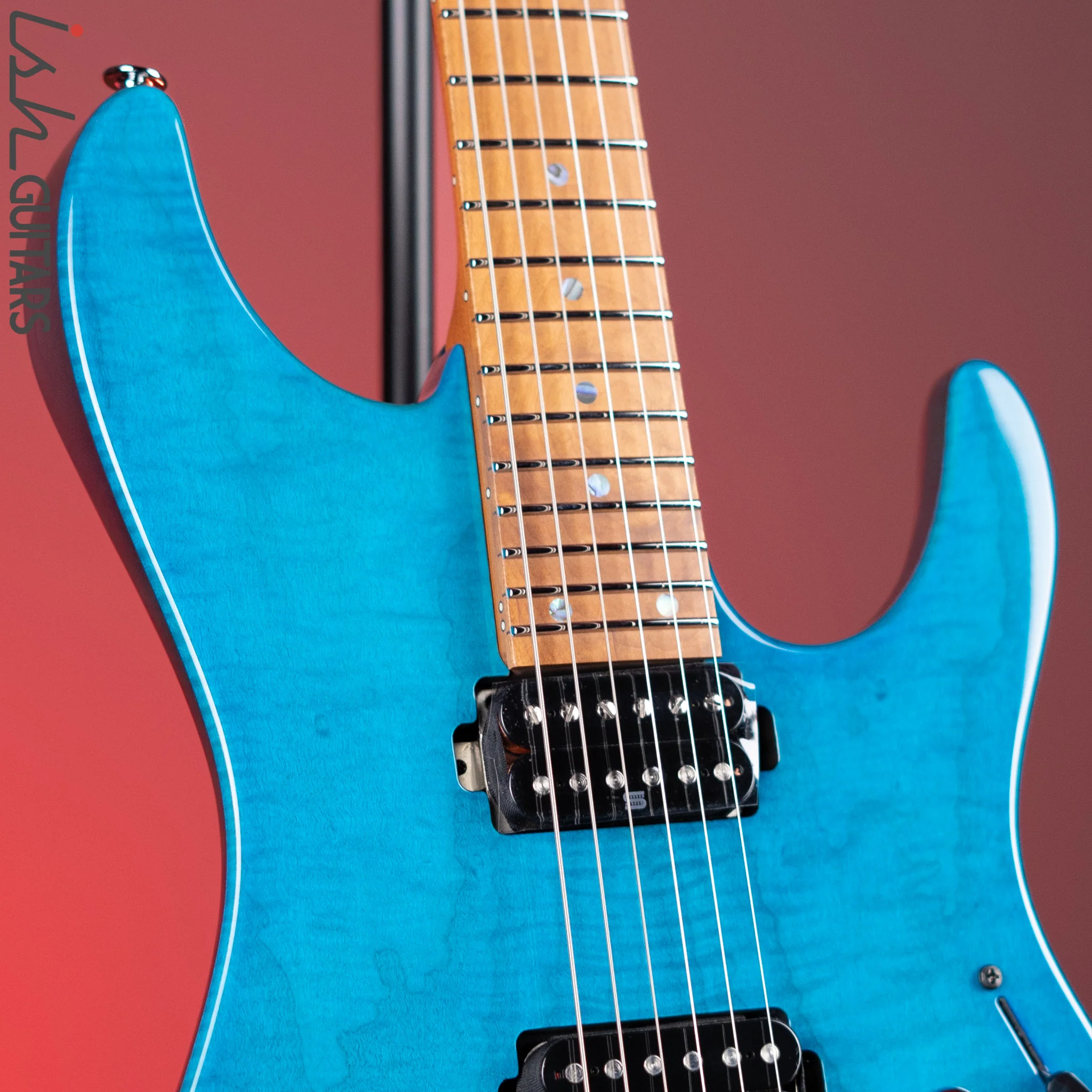 Ibanez Prestige Martin Miller MM1 Electric Guitar Transparent Aqua Blue - Image 3