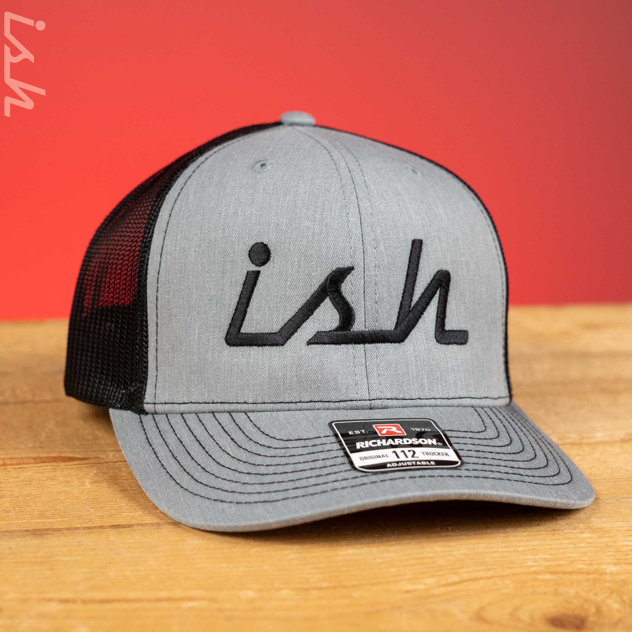 Ish Logo Snapback Trucker Hat Heather Grey/Black