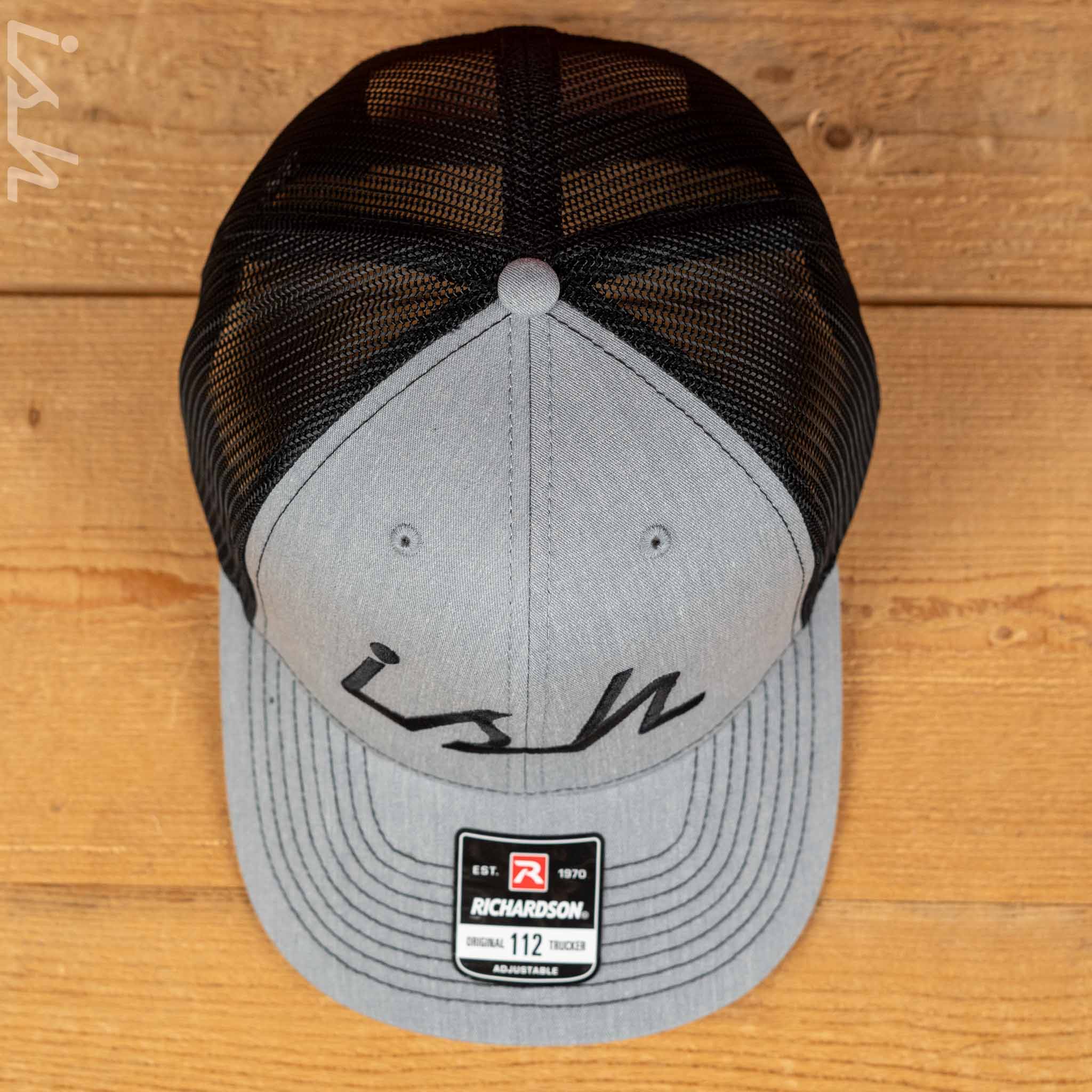 Ish Logo Snapback Trucker Hat Heather Grey/Black - Image 2