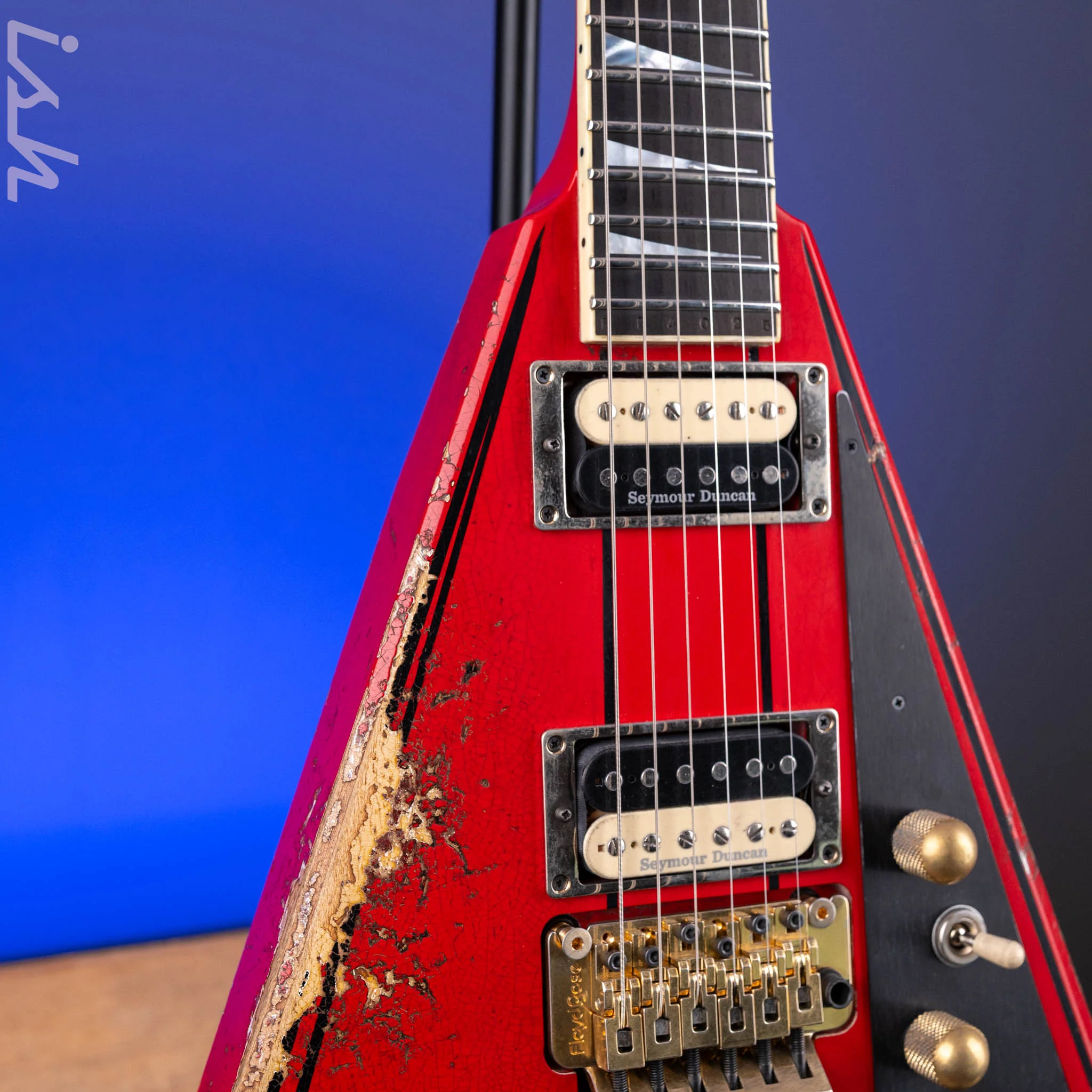 Jackson Custom Shop USA Randy Rhoads Ferrari Red Black Pinstripes Relic - Image 4