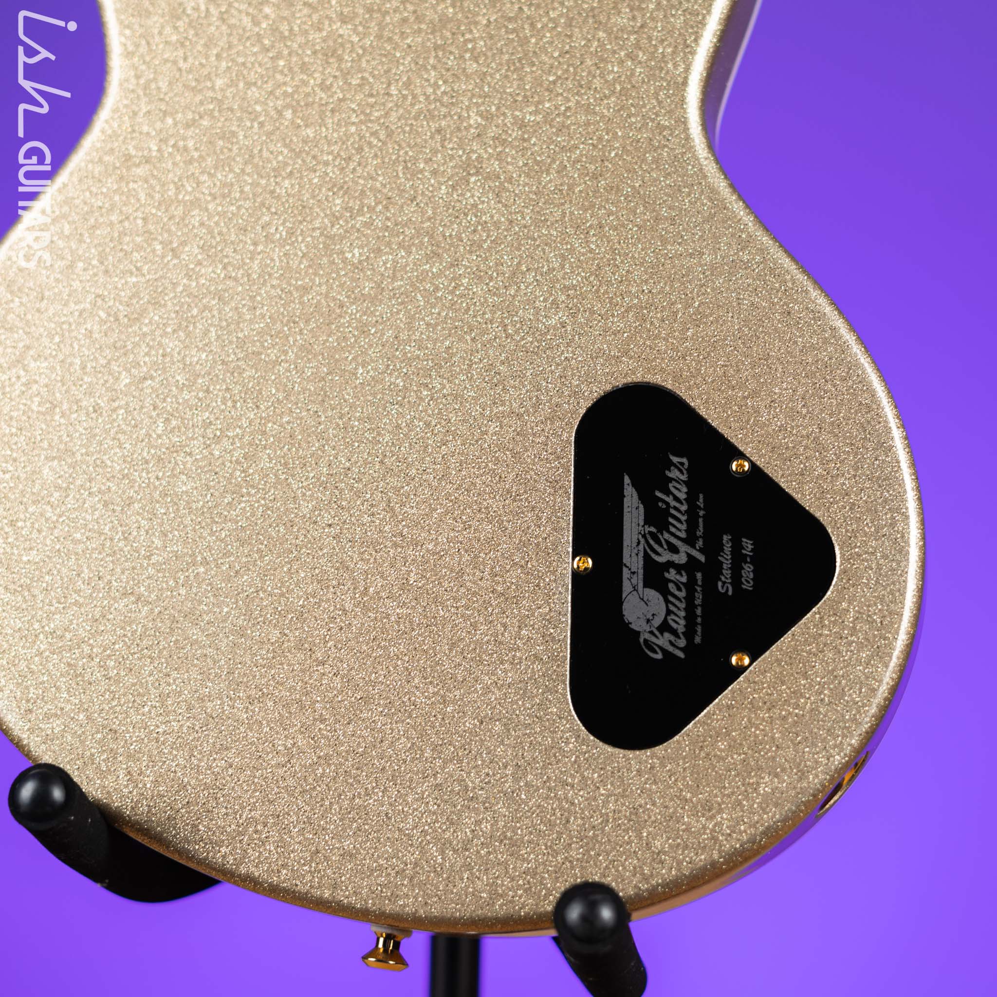 Kauer Starliner Left Handed Guitar Gold Sparkle - Image 10