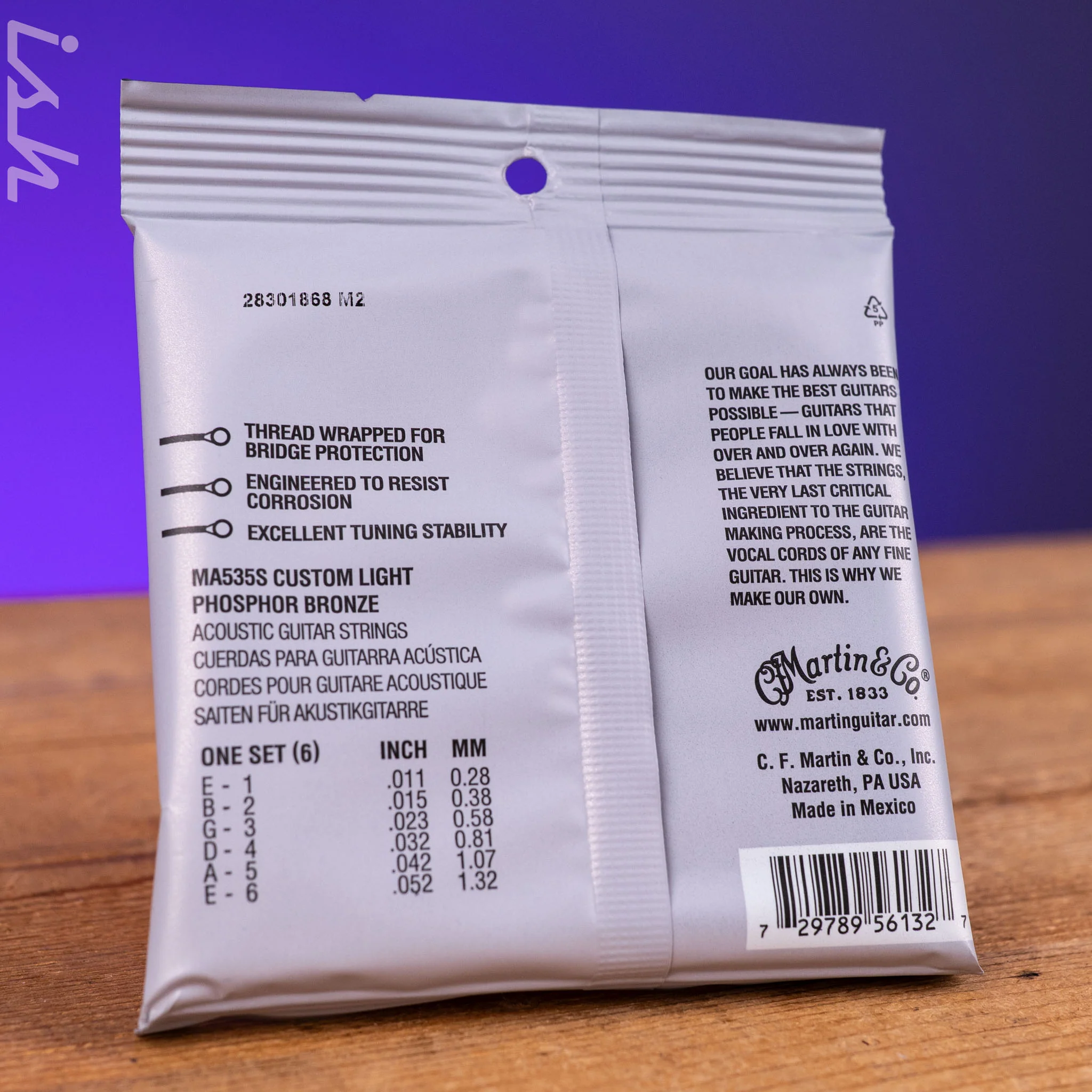 Martin MA535S 11-52 Custom Light Authentic Acoustic Marquis Silked 92/8 Phosphor Bronze Guitar Strings - Image 2
