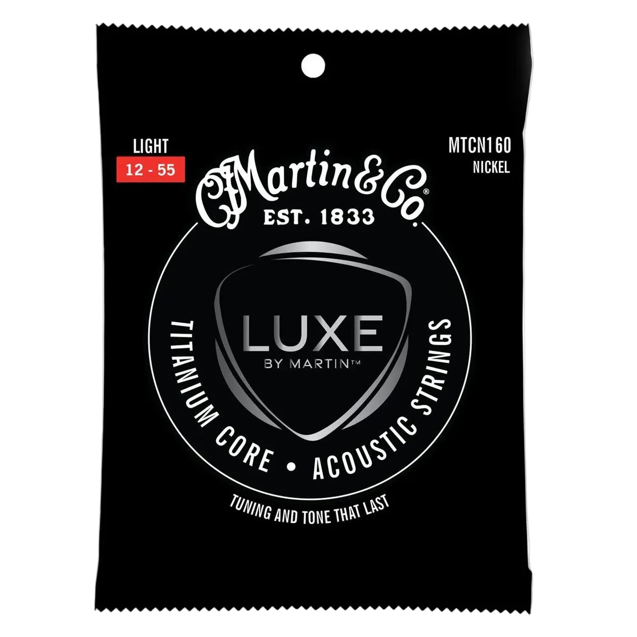 Martin MTCN160 Titanium Core Nickel Acoustic Guitar Strings Light 12-55