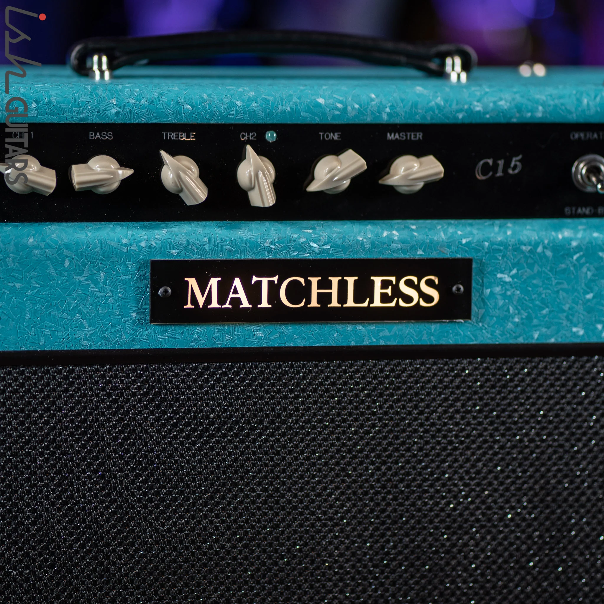 Matchless C-15 112 15W Combo Amplifier Shower Curtain Turquoise - Image 2