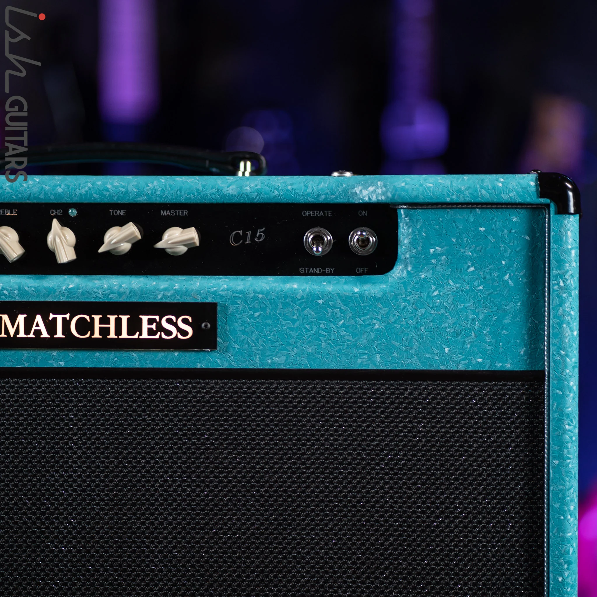 Matchless C-15 112 15W Combo Amplifier Shower Curtain Turquoise - Image 4