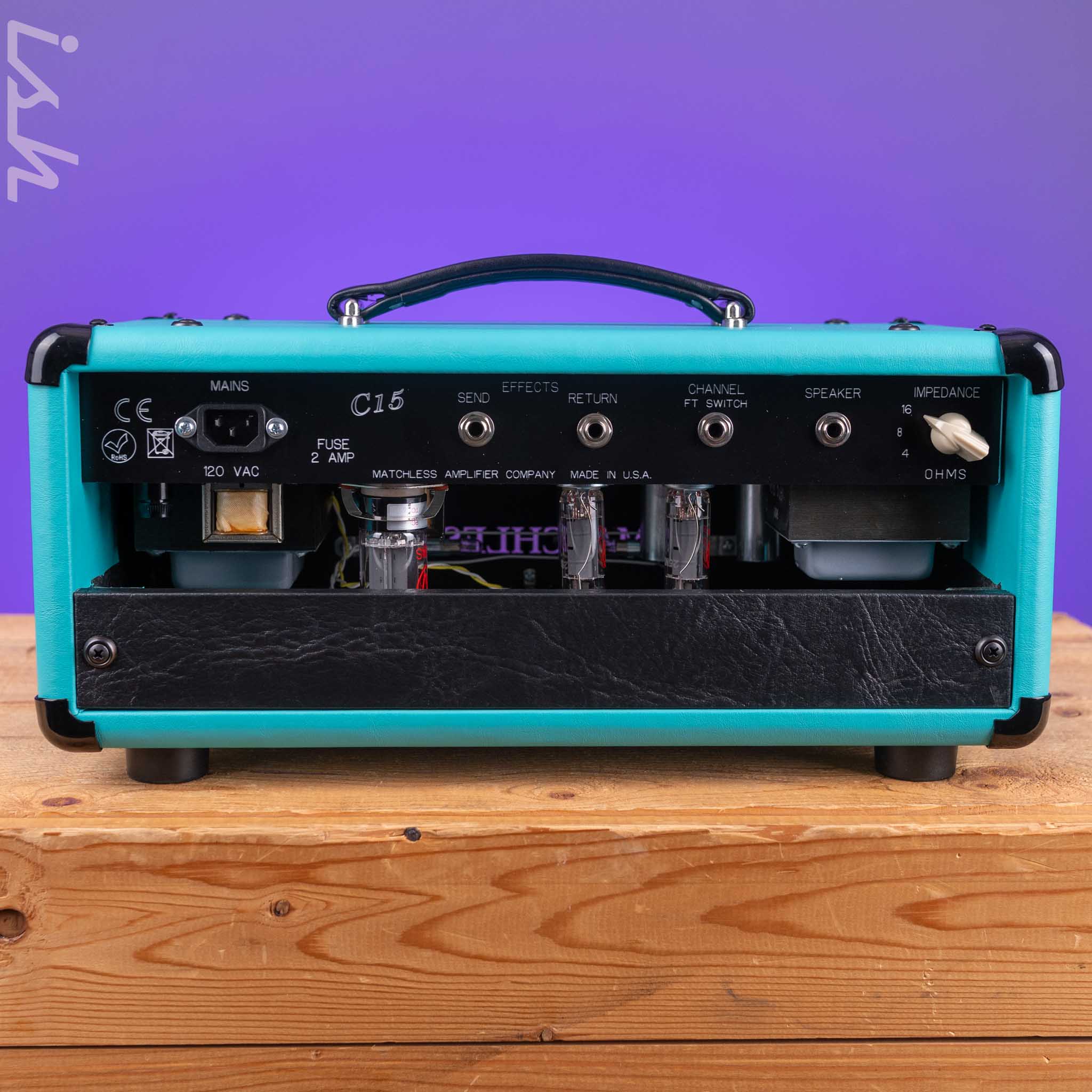 Matchless HC-15 Amp Head Turquoise/Black/Silver Demo - Image 5