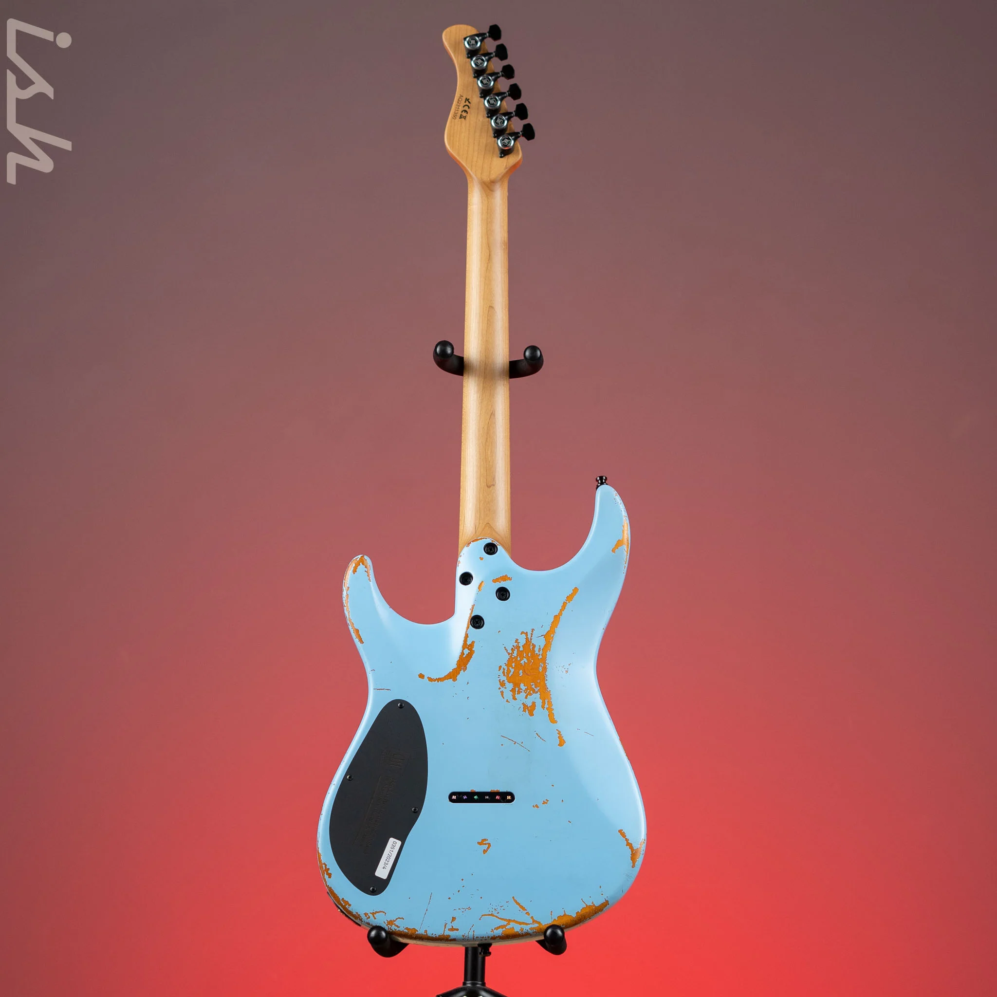 Mayones Aquila Aged Relic 6 Daphne Blue Satin NAMM 2024 - Image 6