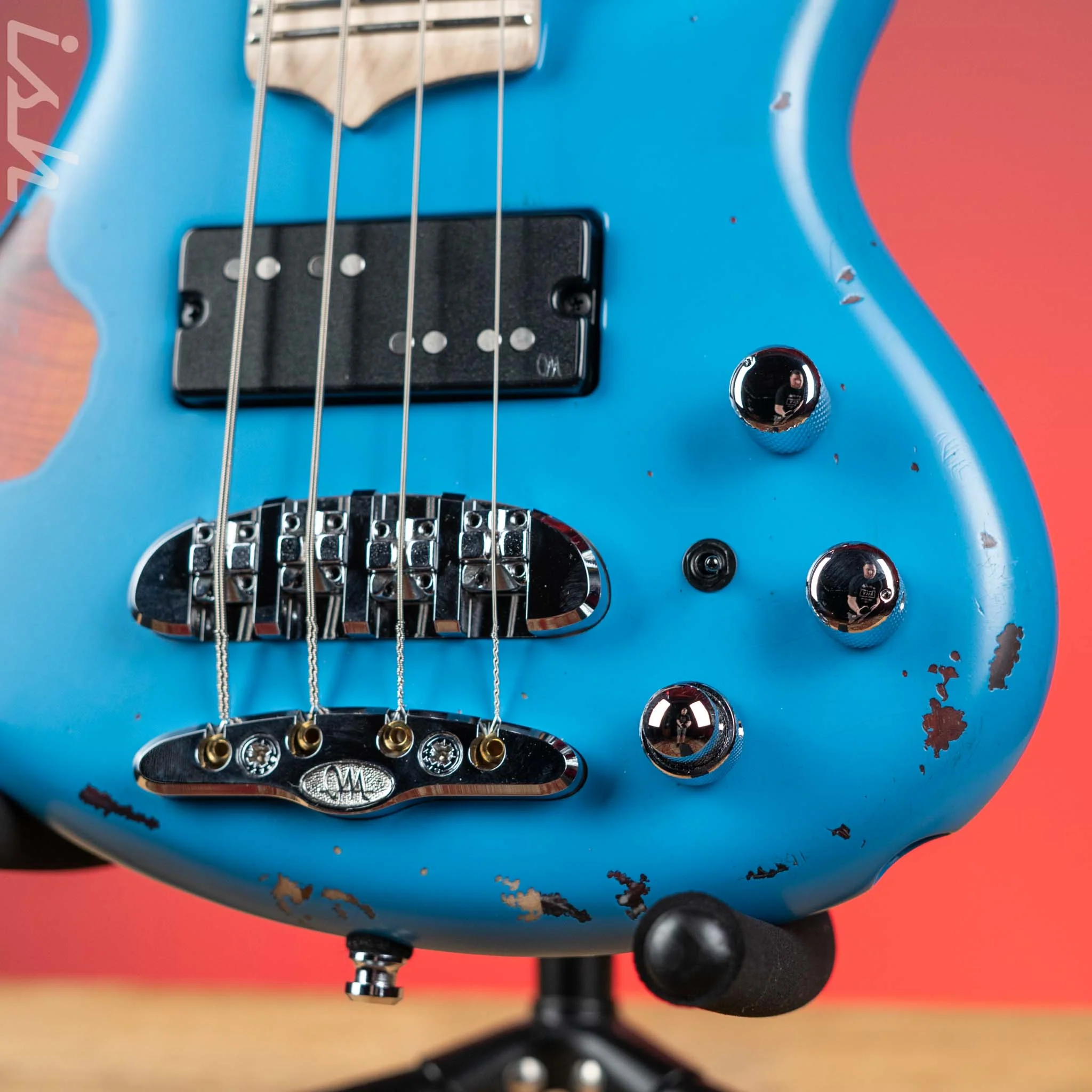 Mayones Cali 4 Bass Guitar Daphne Blue Relic - Image 4