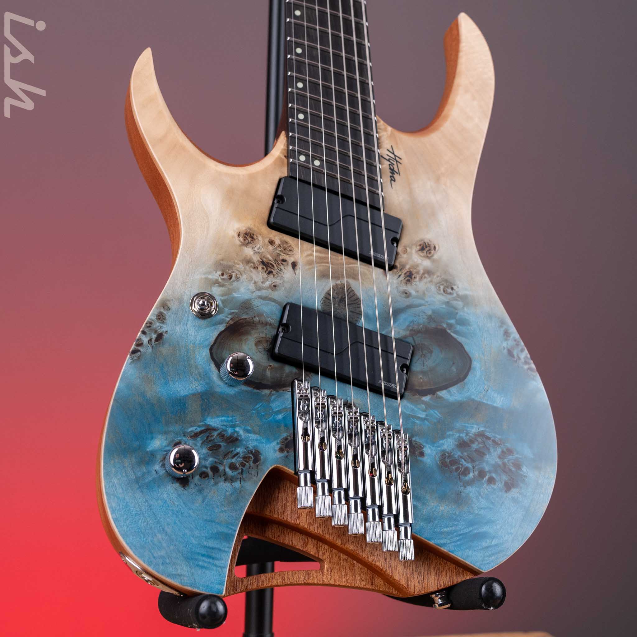 Mayones Hydra Elite VF 7-String Guitar Lefthand Transparent Satin Aquamarine Horizon
