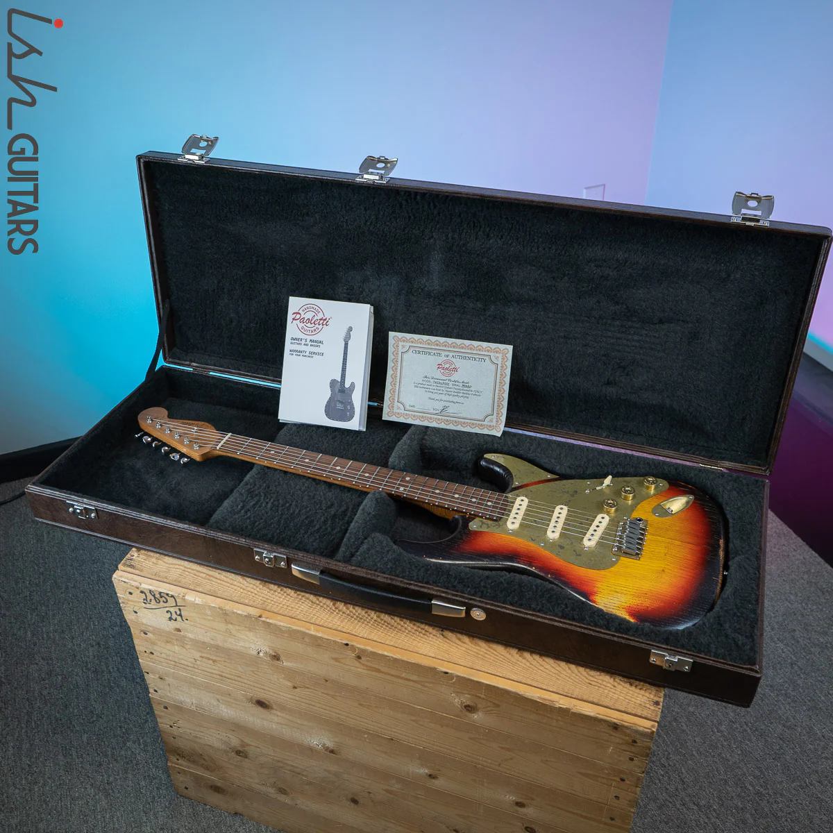 Paoletti Stratospheric Loft Pickled Finish 3 Tone Burst - Image 14