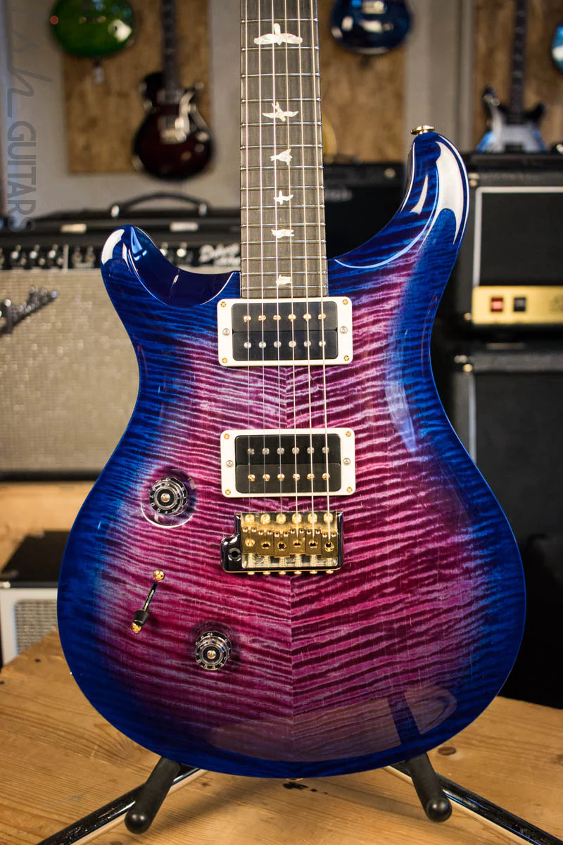 Paul Reed Smith Custom 24 Lefty Custom Color Violet Blue Burst Hybrid Gold Hardware Flame Maple Neck Ebony Board