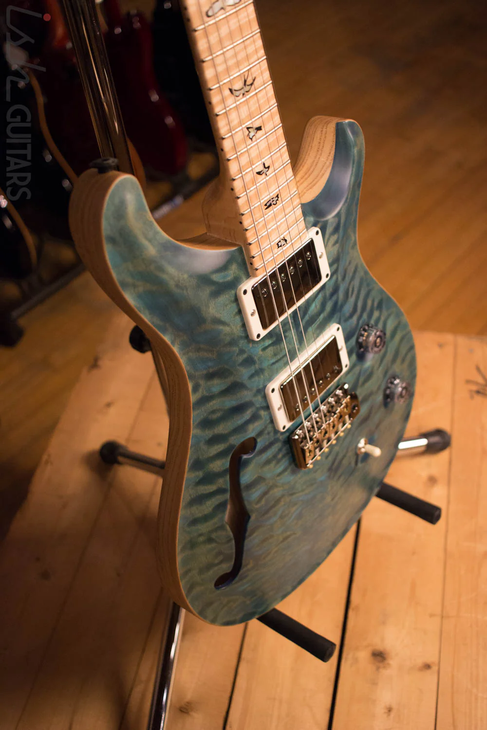 Paul Reed Smith PRS Custom 24 Semi-Hollow Wood Library Quilt Swamp Ash Aquableux - Image 7