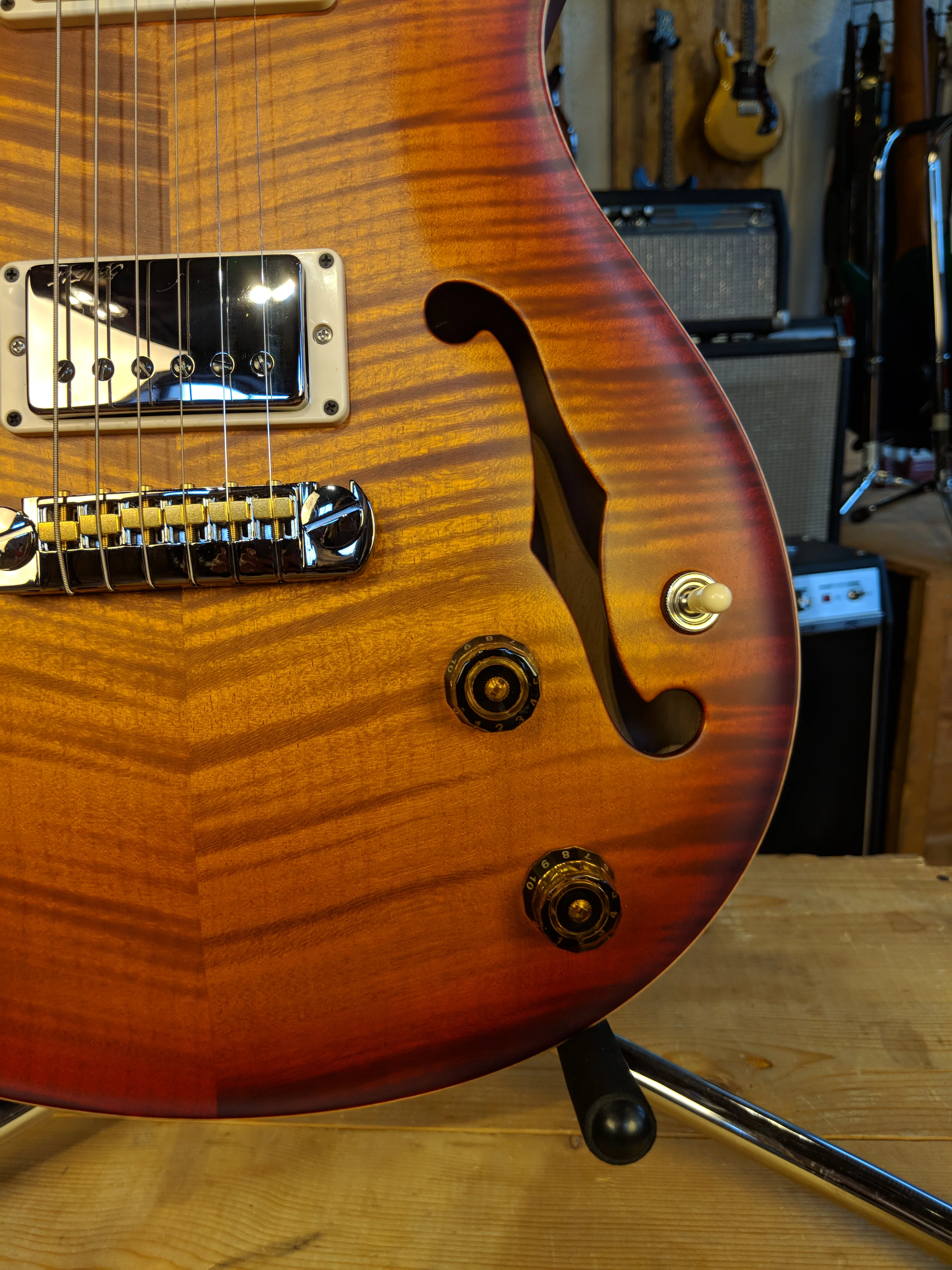 Paul Reed Smith Wood Library Hollowbody I Dark Cherry Sunburst w/ Matching Flamed Neck - Image 5