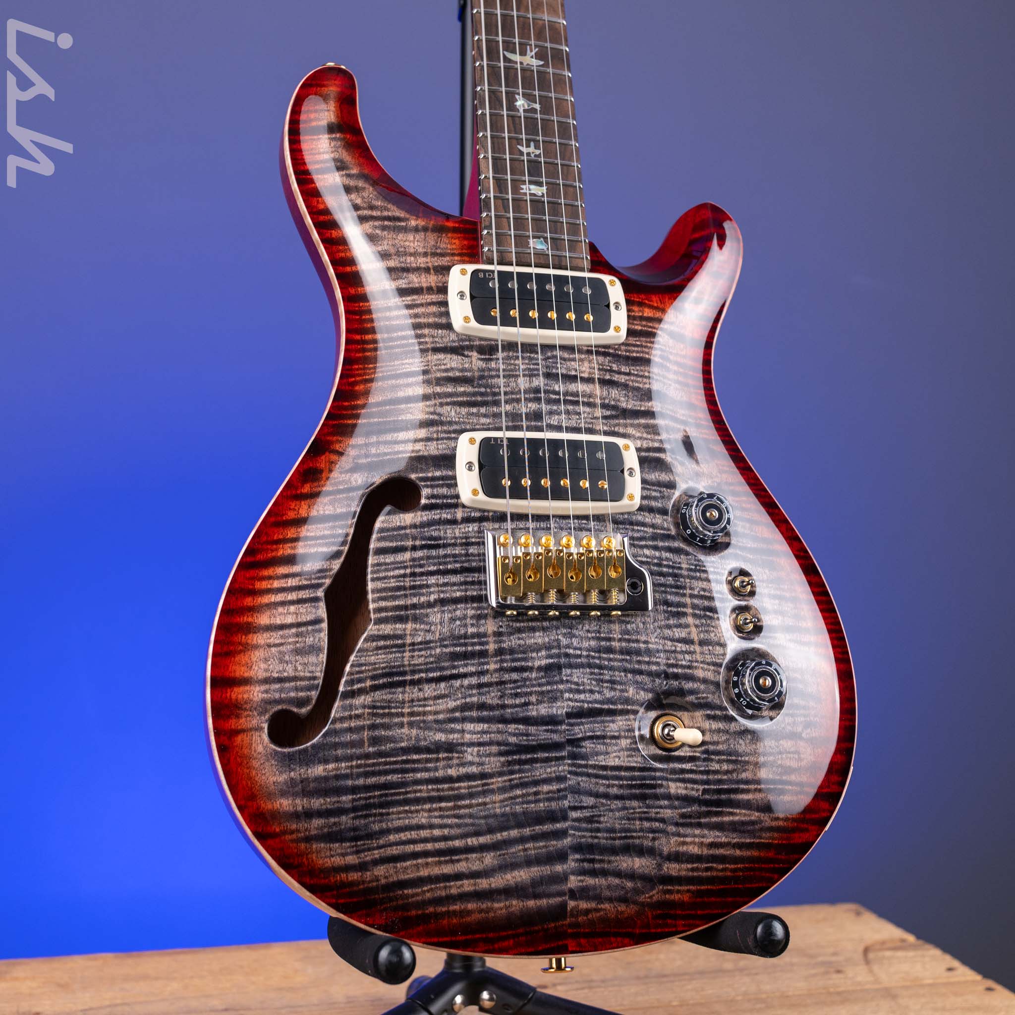 PRS Custom 24-08 Semi-Hollow 40th Anniversary Limited Edition Charcoal Tri-Color Burst