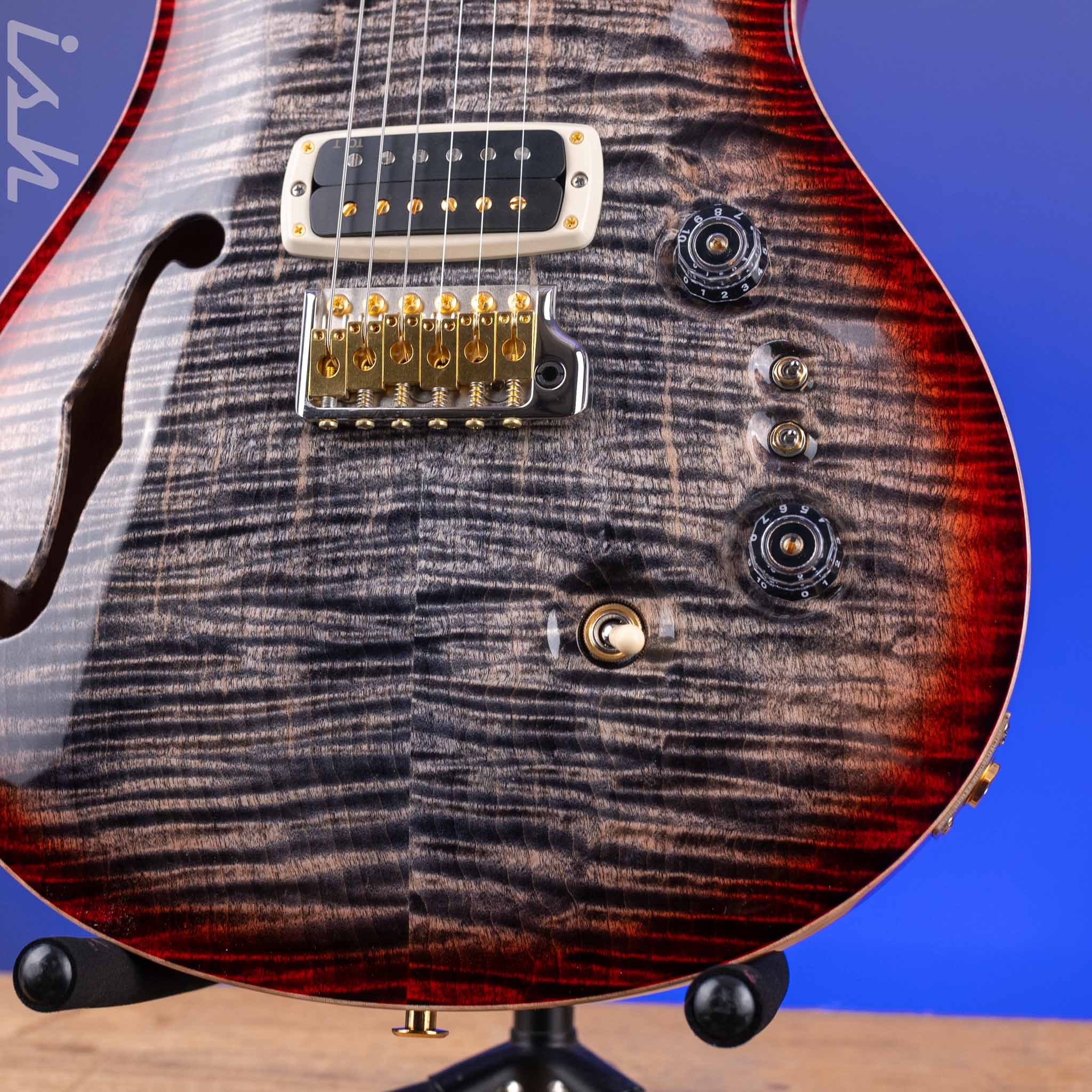 PRS Custom 24-08 Semi-Hollow 40th Anniversary Limited Edition Charcoal Tri-Color Burst - Image 5