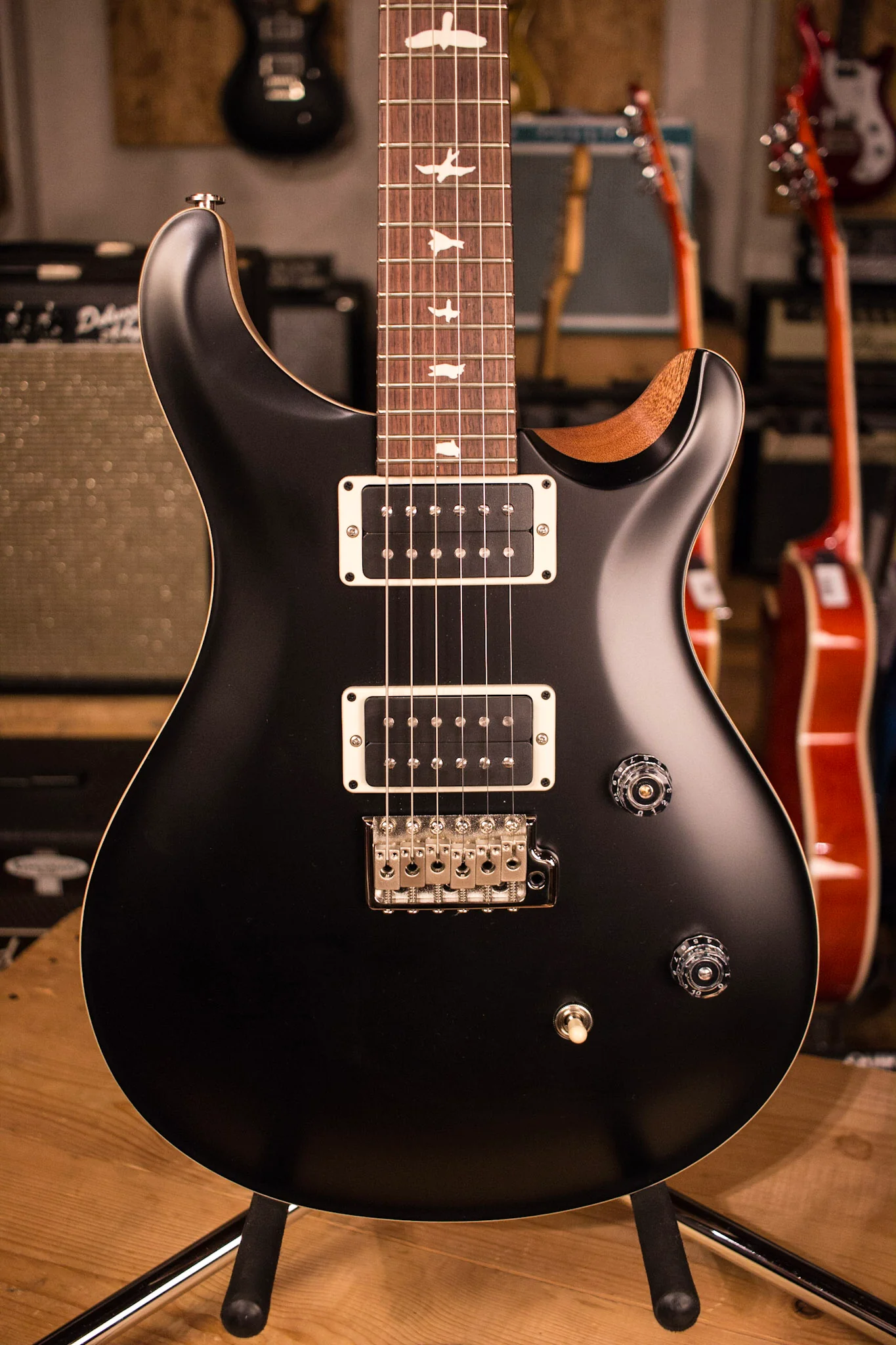 PRS Paul Reed Smith CE24 CUSTOM Color Matte Black Top and Neck, Natural back!