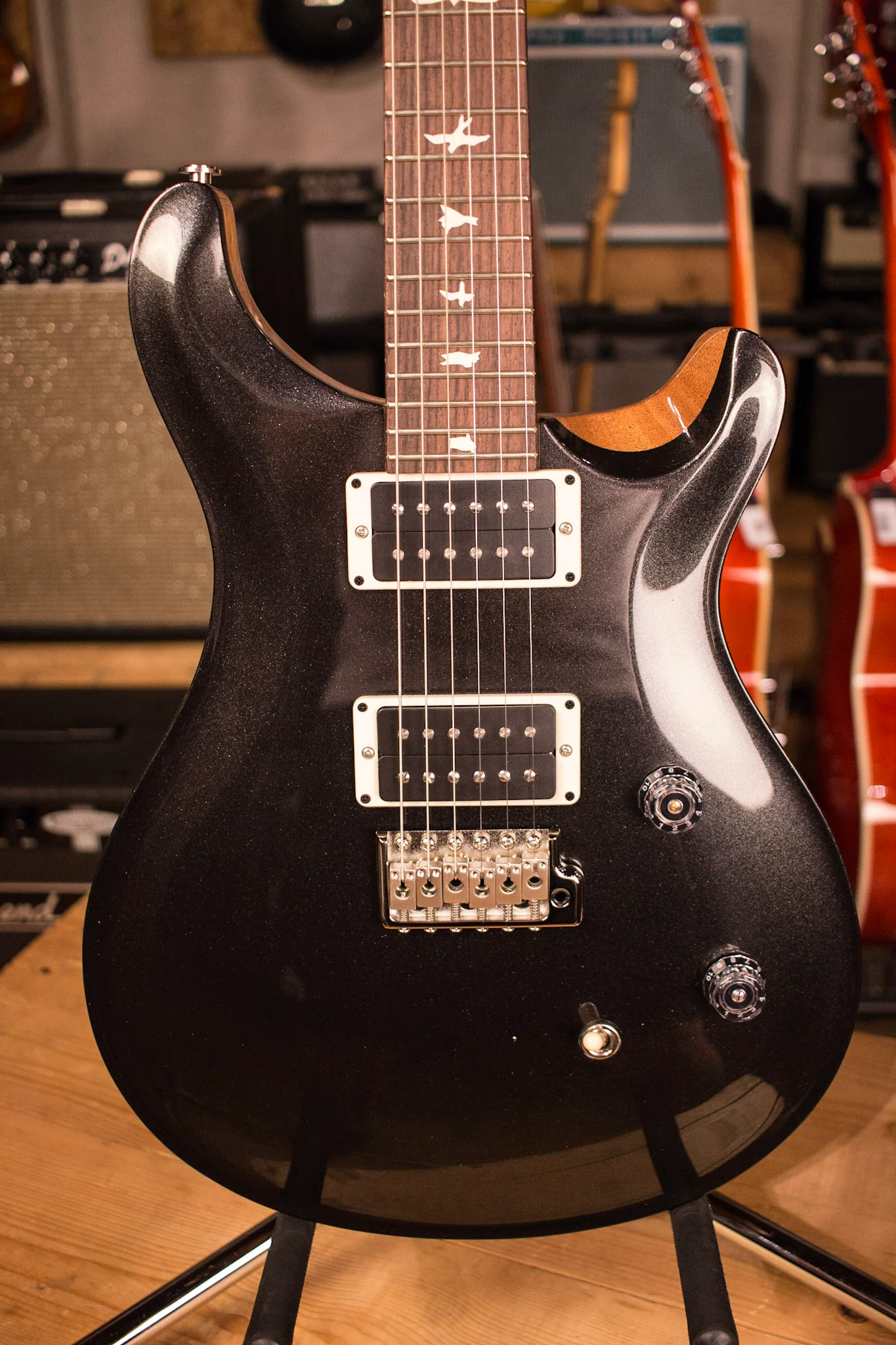 2017 PRS Paul Reed Smith CE24 CUSTOM Color Charcoal Metallic Top Natural Back