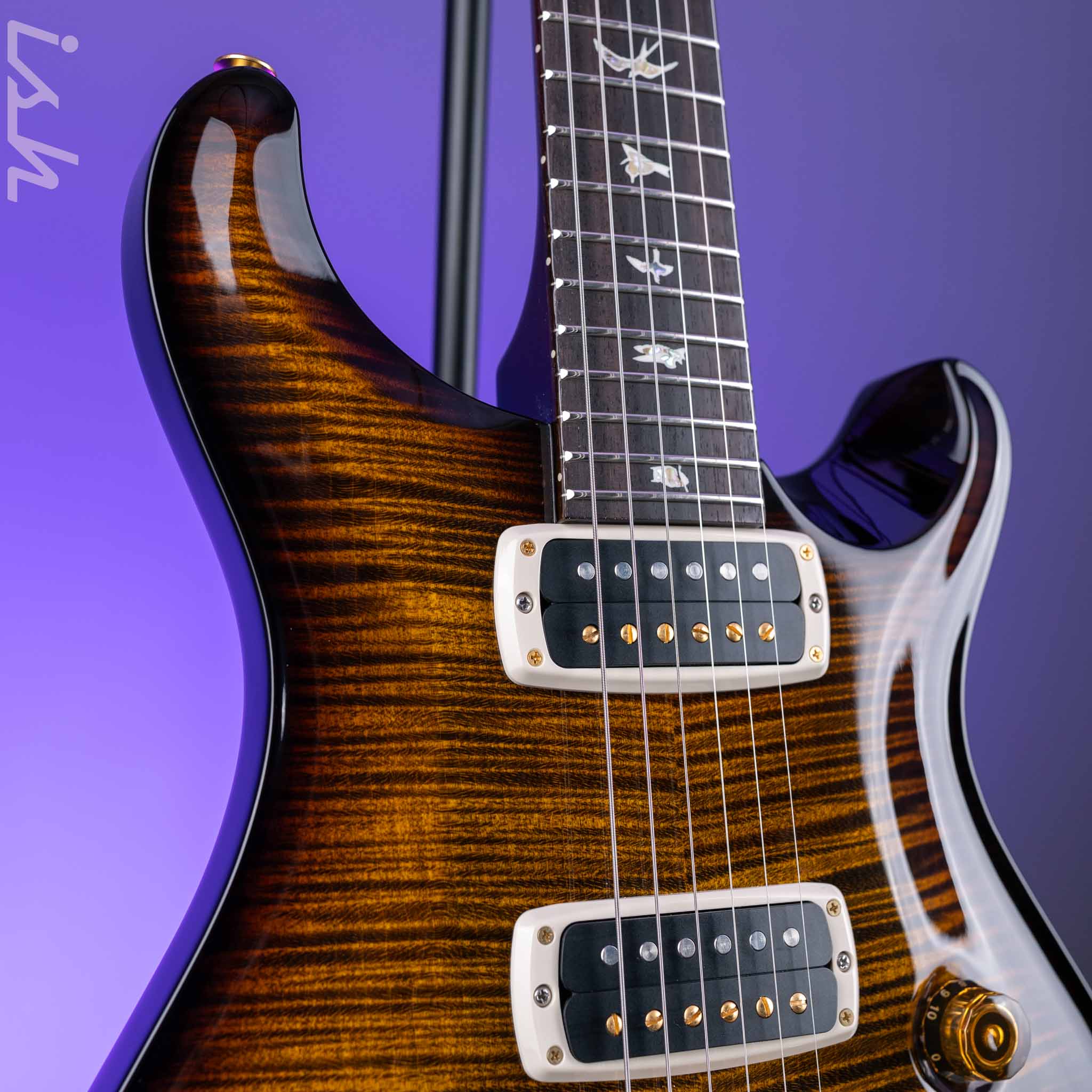PRS Custom 24-08 10-Top Black Gold Wraparound Burst - Image 3