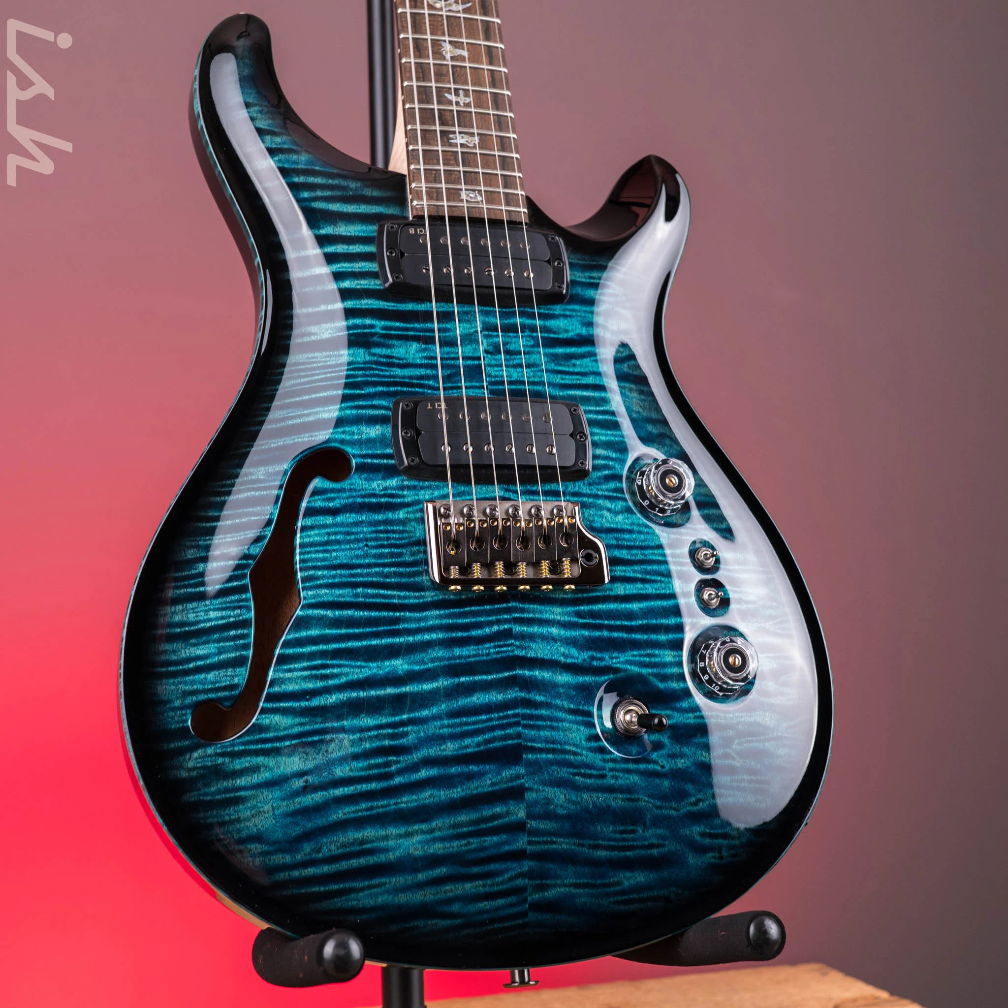 PRS Custom 24-08 Semi-Hollow Cobalt Smokeburst w/ Stained Binding
