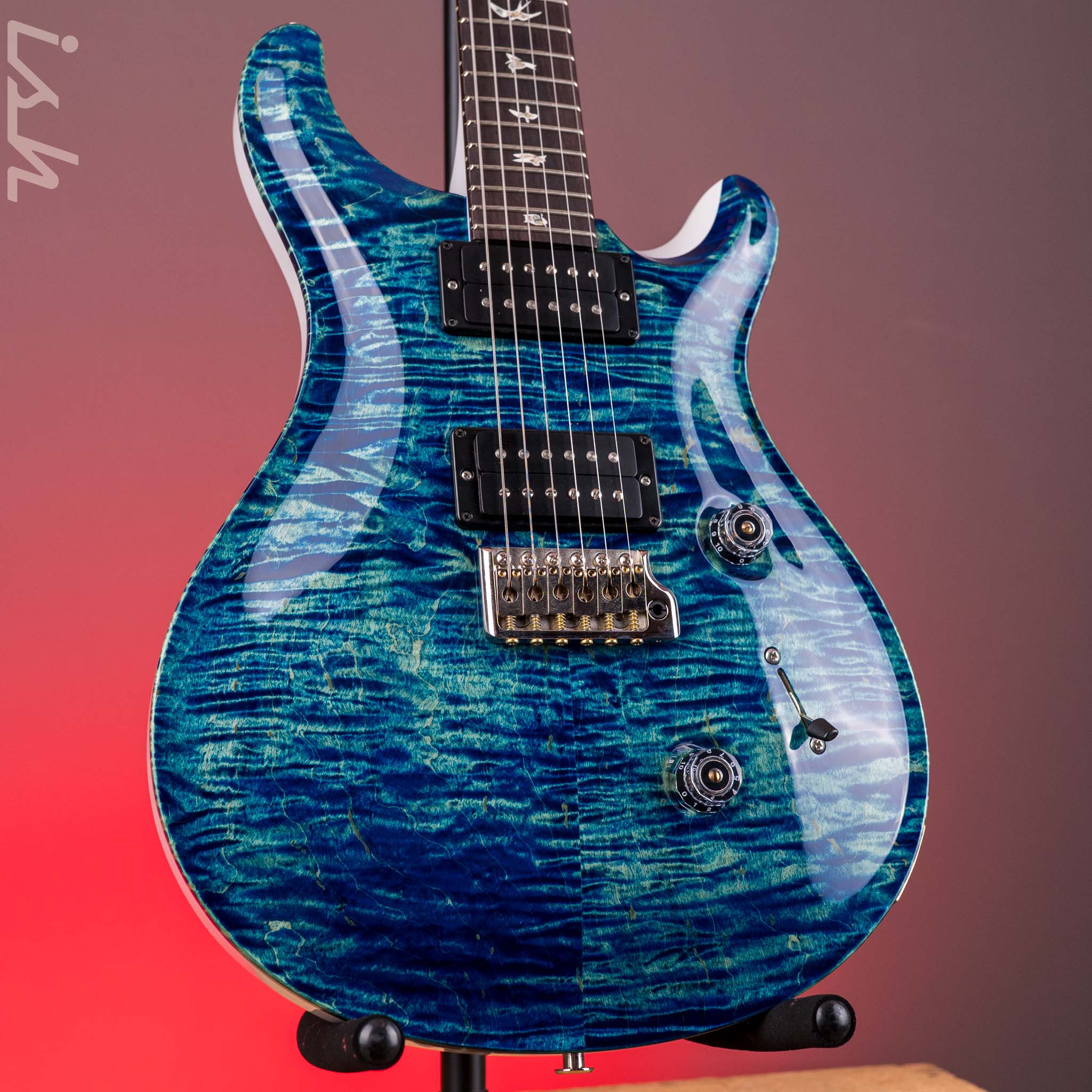 PRS Custom 24 River Blue Wrap w/ Pearl White Back - Image 2