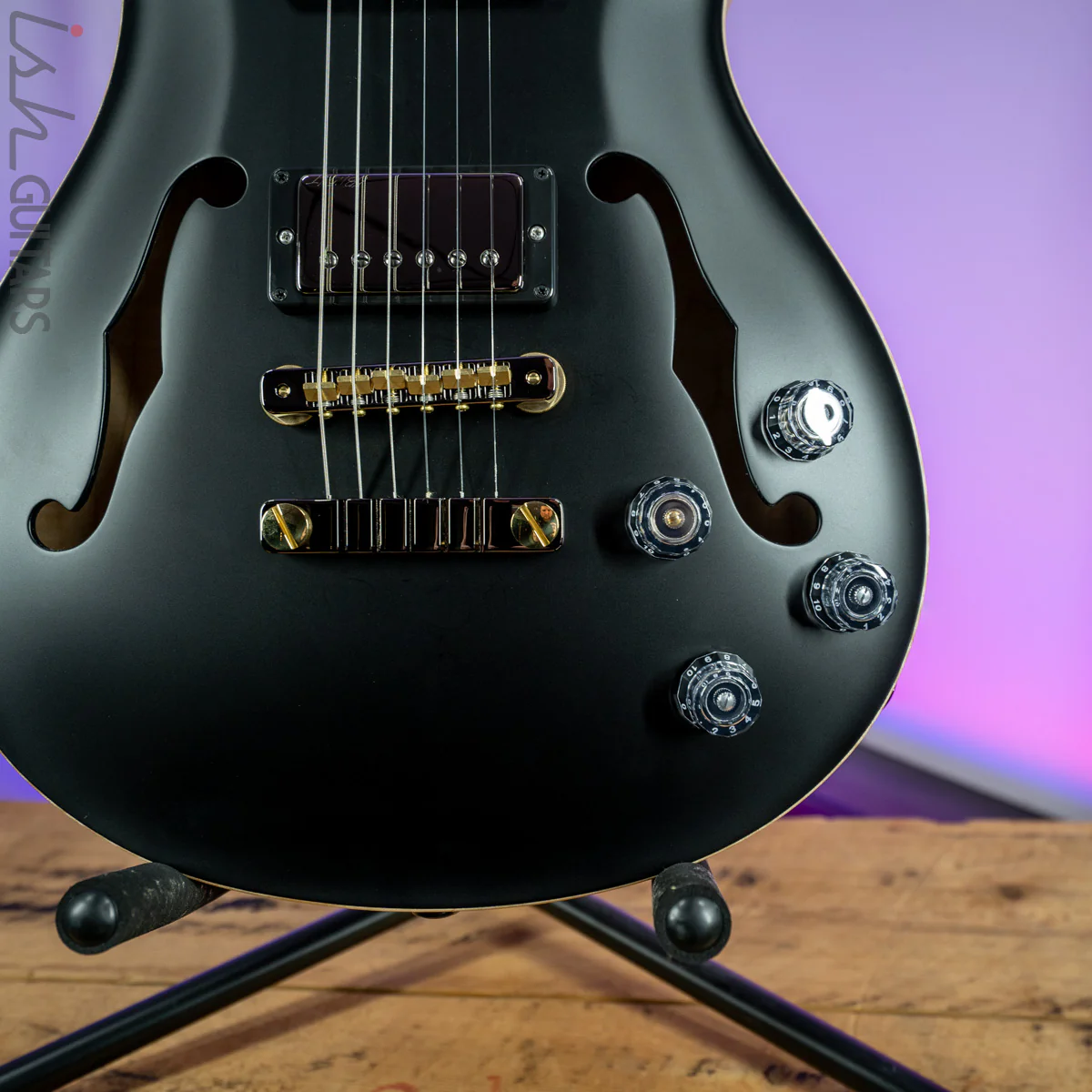 PRS McCarty 594 Hollowbody II Wood Library Satin Black Torrefied Maple Neck - Image 4