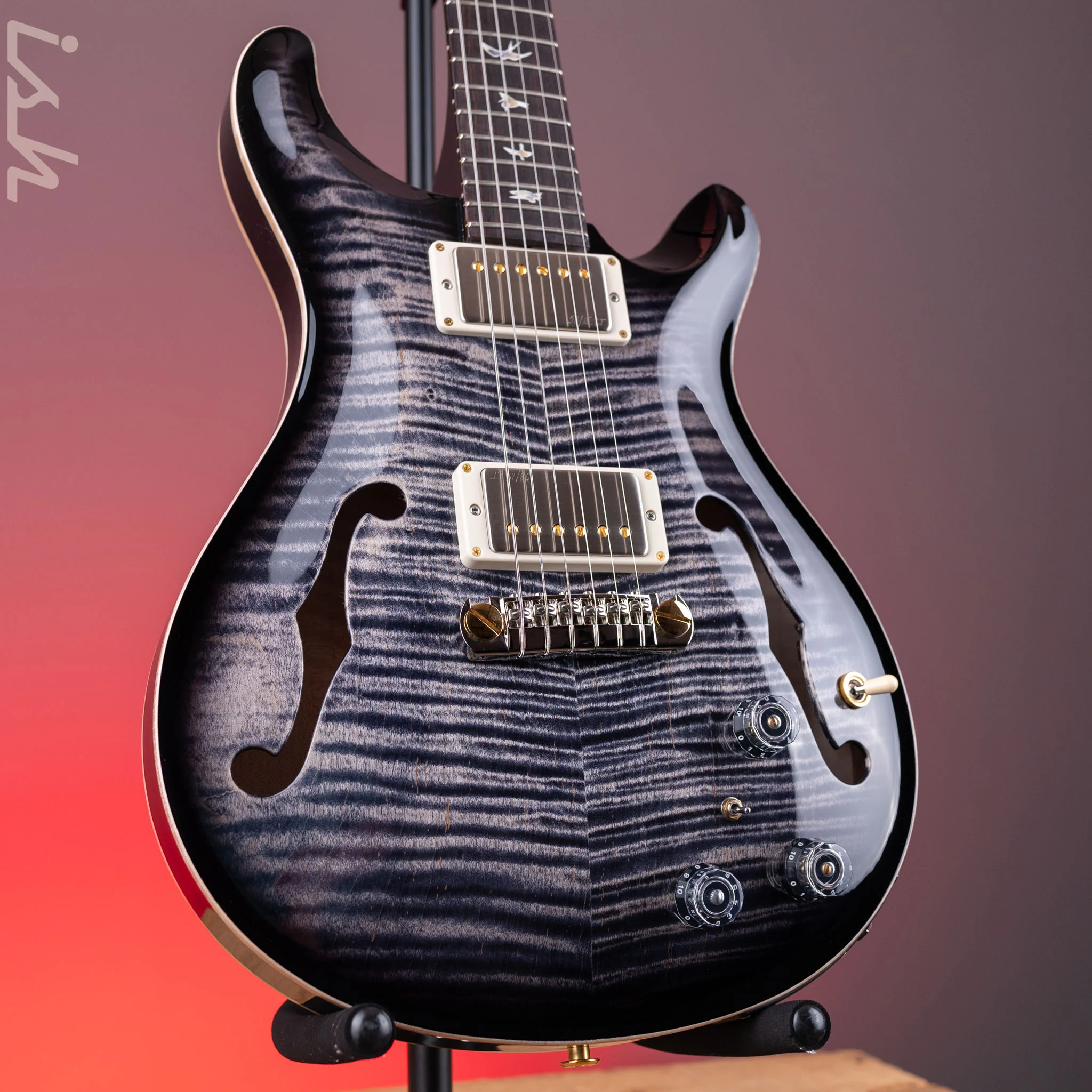 PRS Hollowbody II Piezo 10-Top Electric Guitar Charcoal Burst