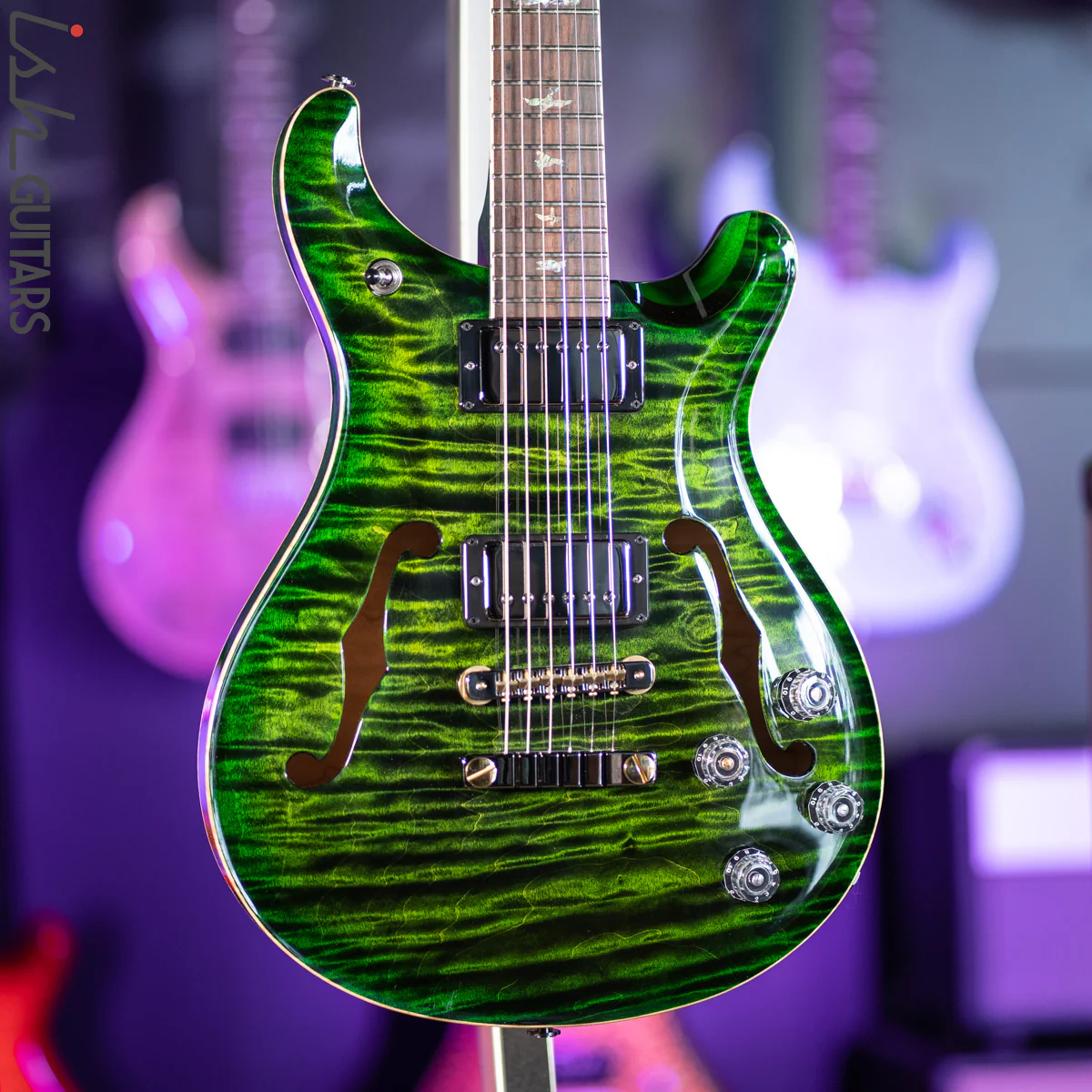 PRS McCarty 594 Hollowbody II Wood Library Jade Green Burst One-Piece Top & Back!