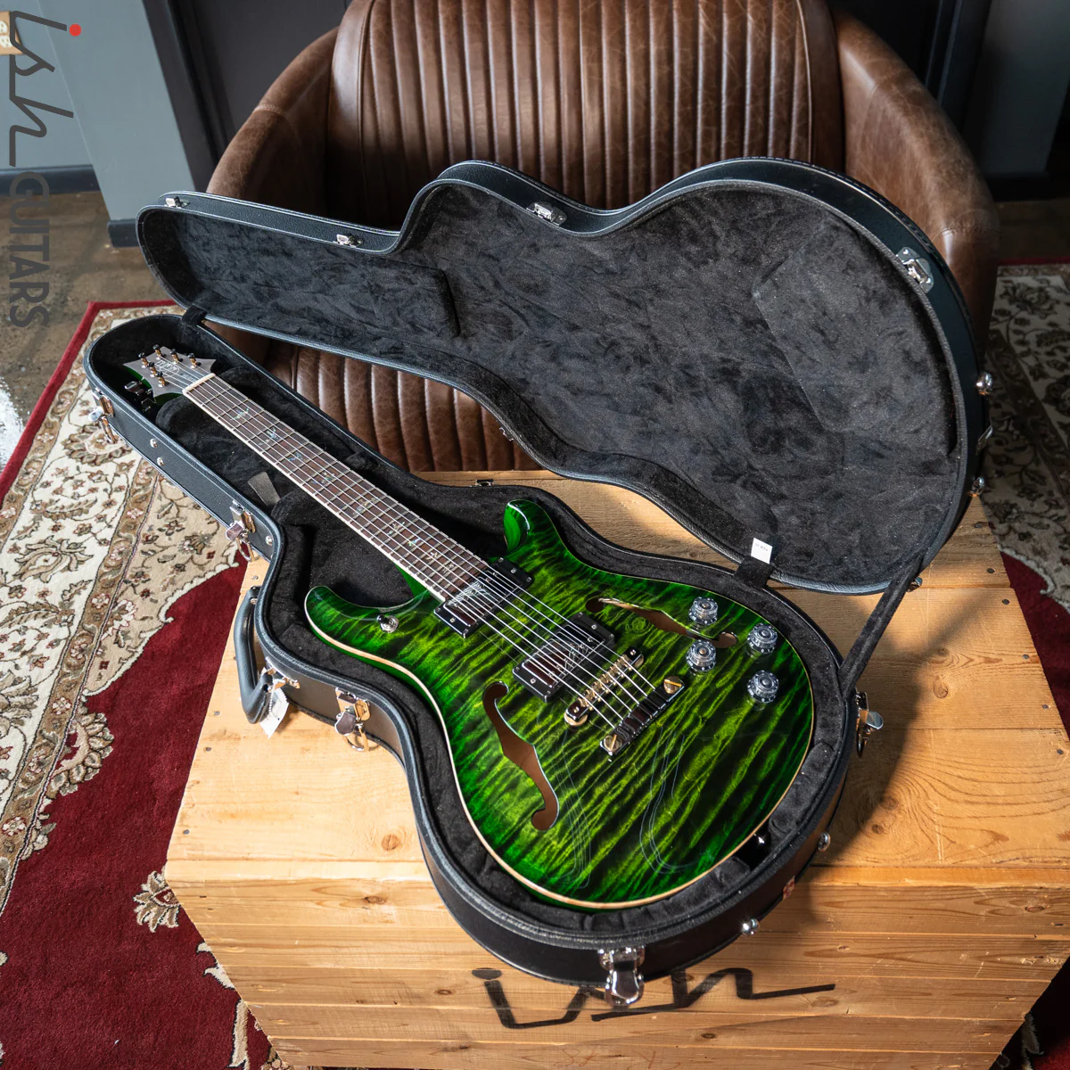 PRS McCarty 594 Hollowbody II Wood Library Jade Green Burst One-Piece Top & Back! - Image 13