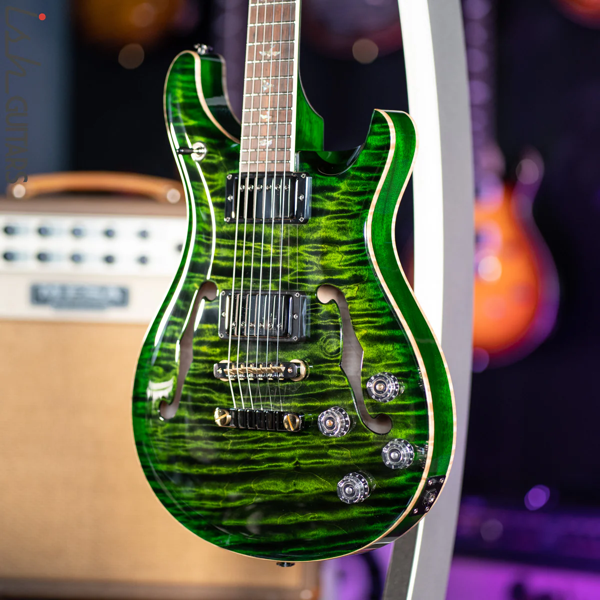 PRS McCarty 594 Hollowbody II Wood Library Jade Green Burst One-Piece Top & Back! - Image 3