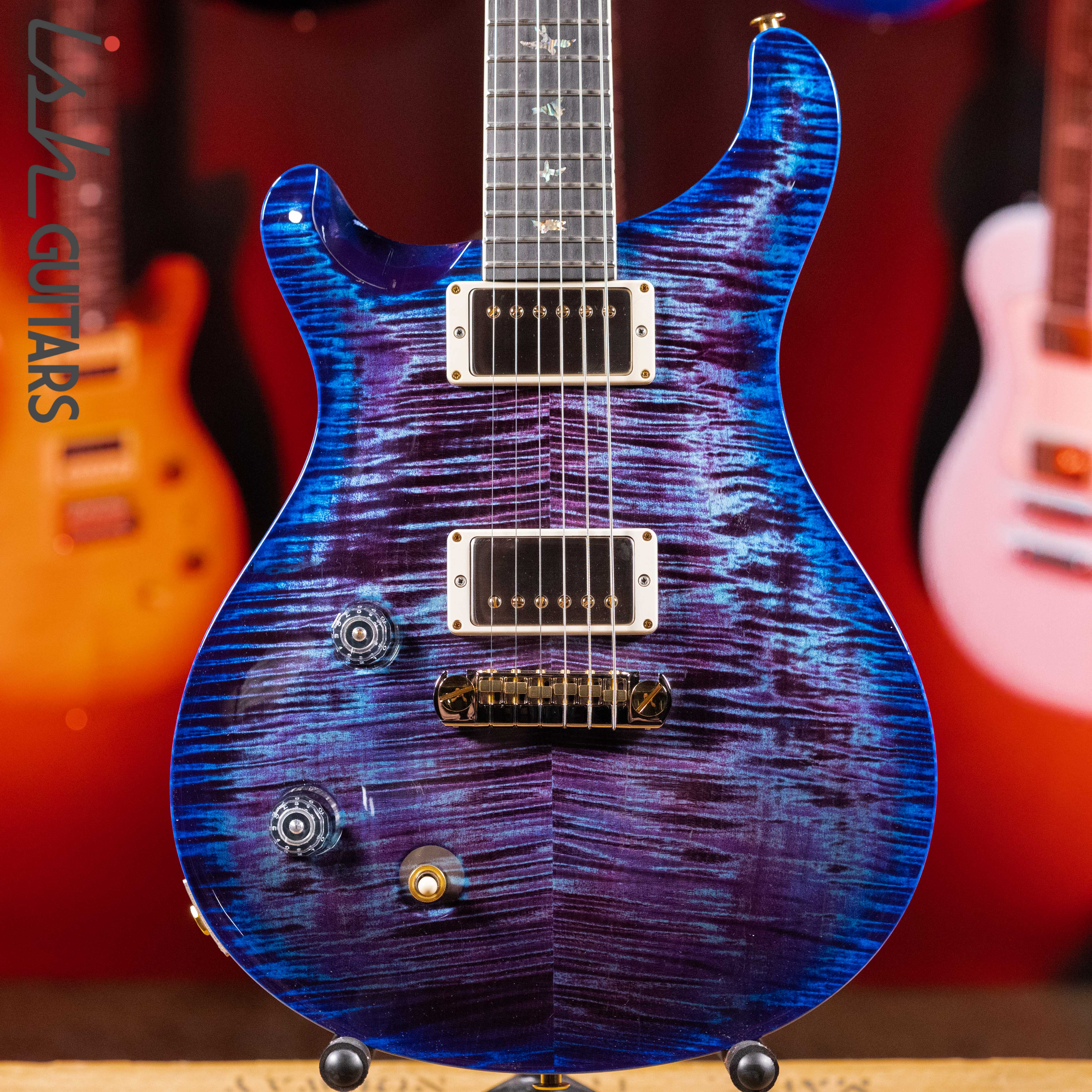 PRS McCarty Lefty Wood Library Violet Blue Burst Artist Flame Maple