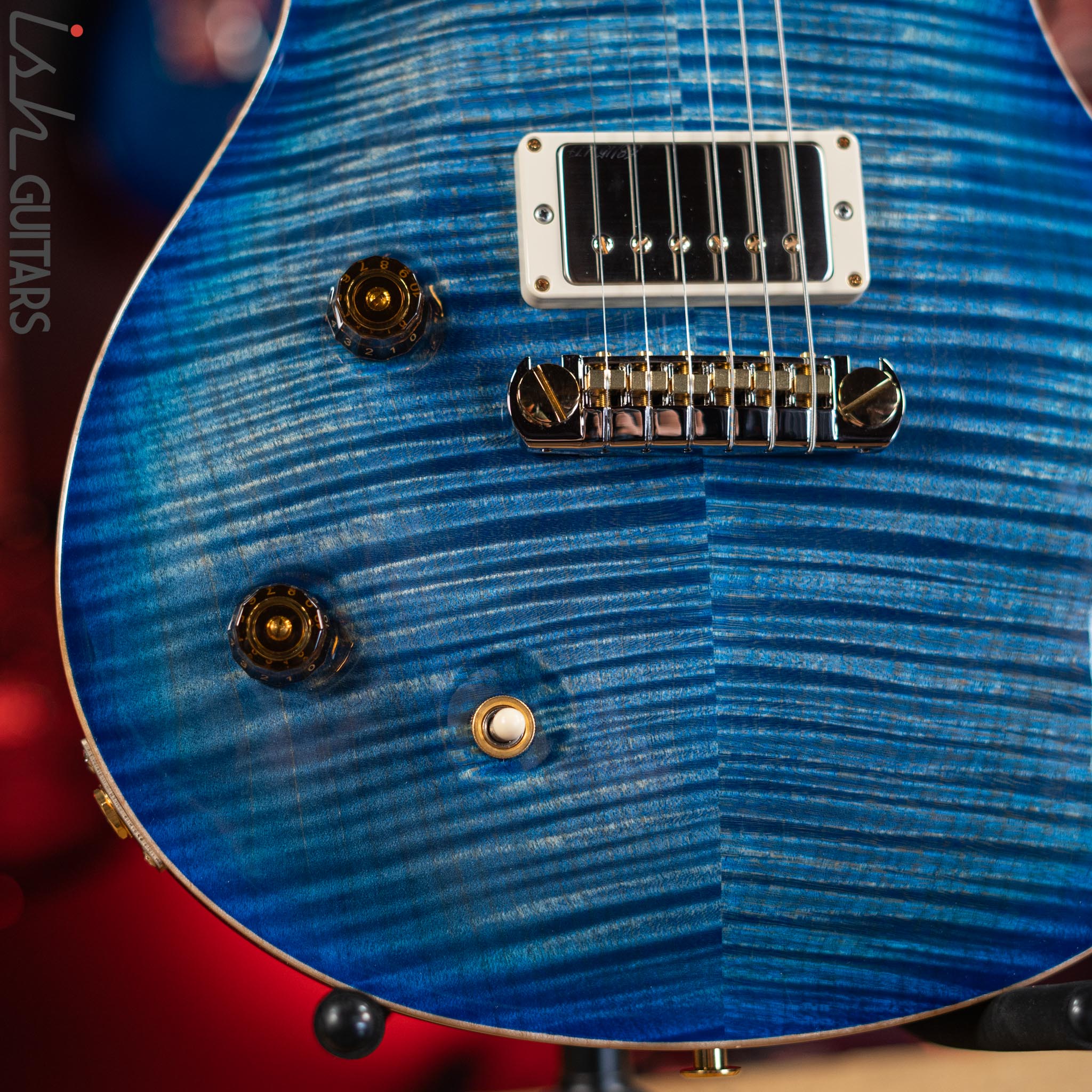 PRS McCarty Lefty Wood Library Faded Blue Jean w/ Blue Burst 10 Top Flame Maple - Image 4
