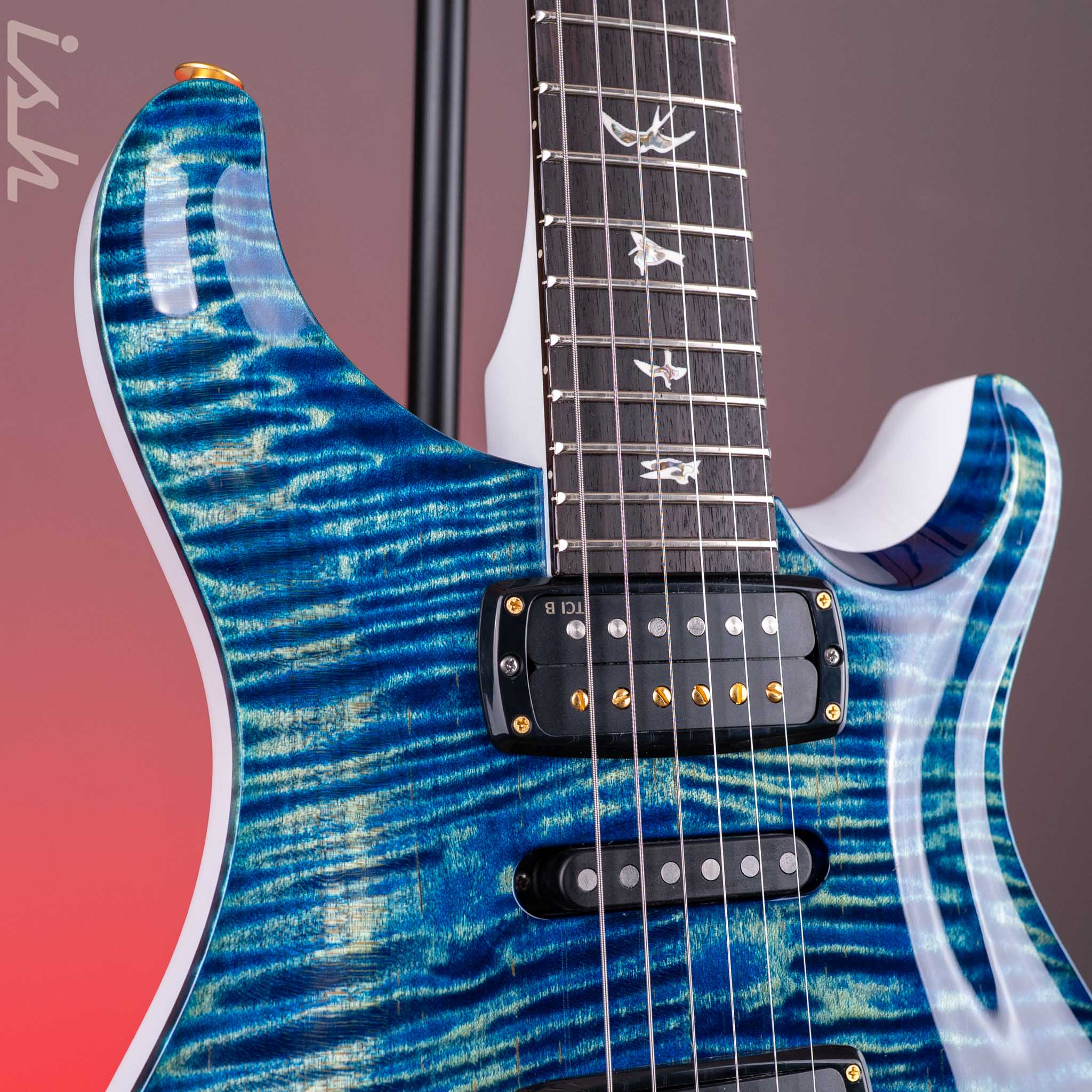 PRS Modern Eagle V 10-Top River Blue Pearl Back - Image 4