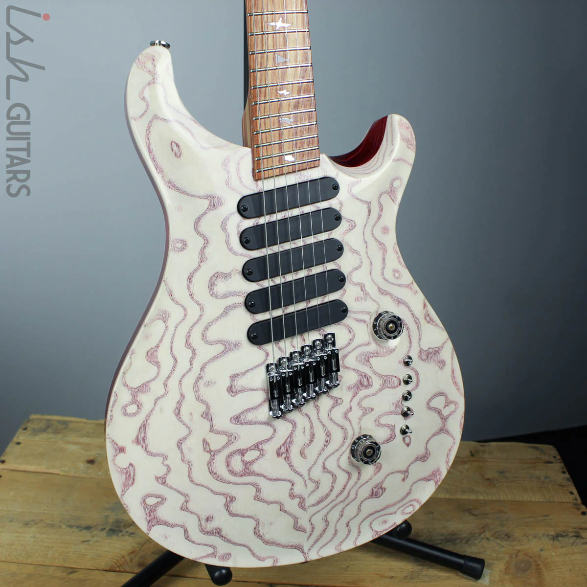 PRS Paul Reed Smith Private Stock Custom 24 Multi-Scale Figured Swamp Ash White Wash Red Grainfiller