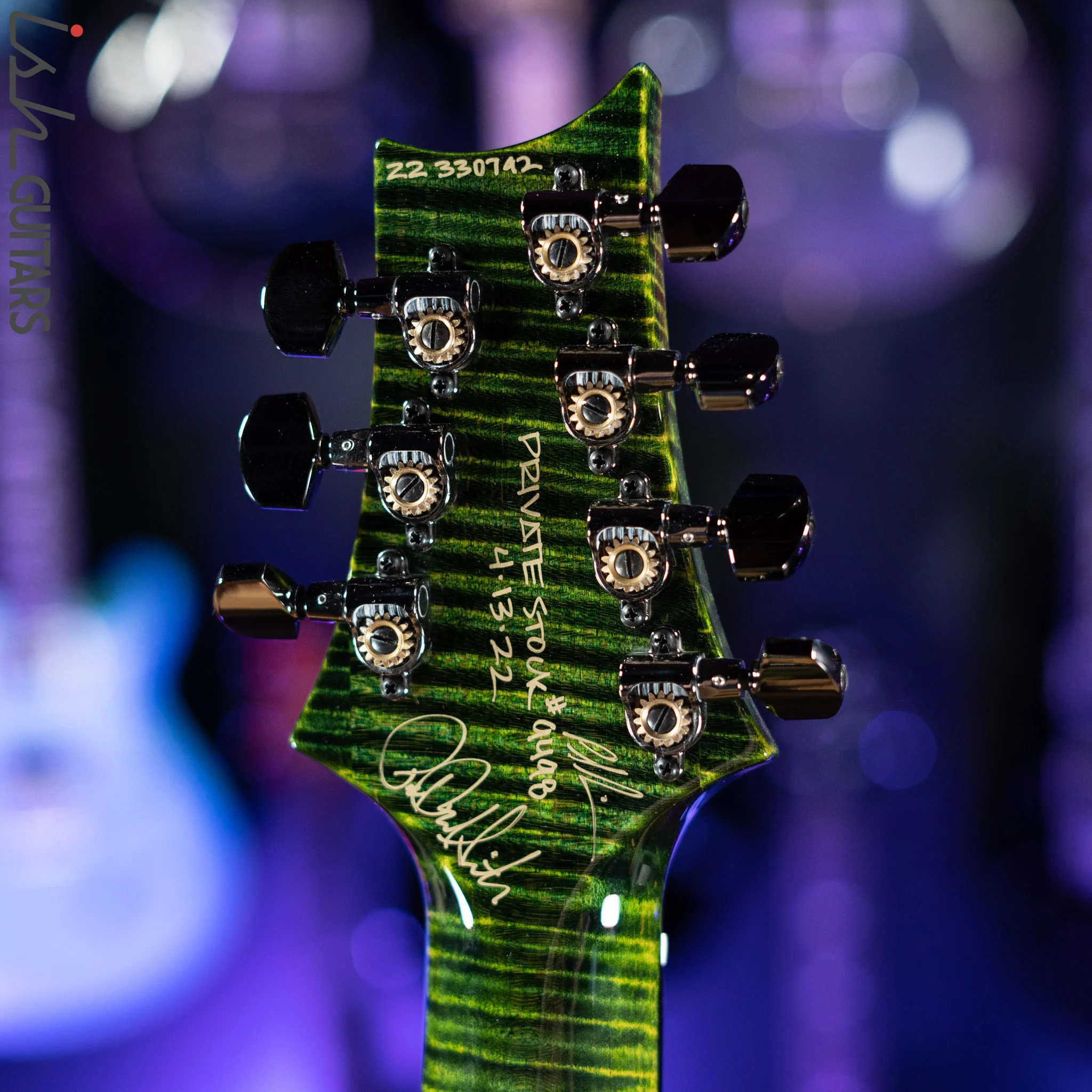 PRS Private Stock Custom 24 Multi-scale 7-String Burl Maple Rainforest Green Gloss - Image 14