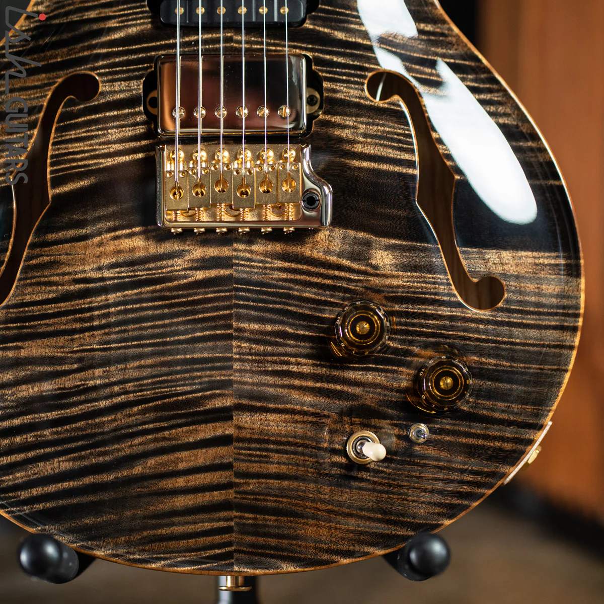 PRS Private Stock Santana Semi-Hollow Roasted Curly Maple Charcoal - Image 4