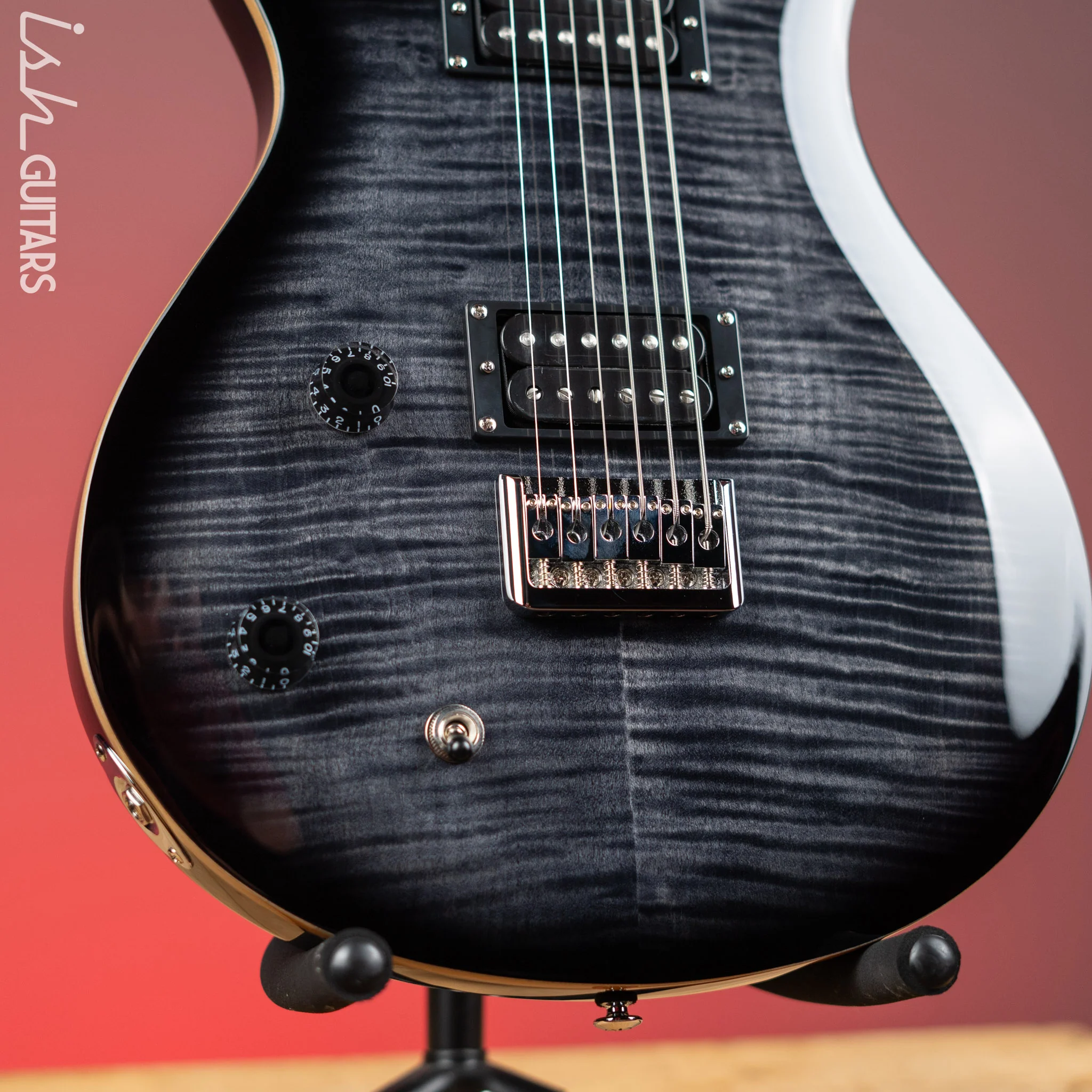 PRS SE 277 Baritone Left Handed Electric Guitar Charcoal Burst - Image 4