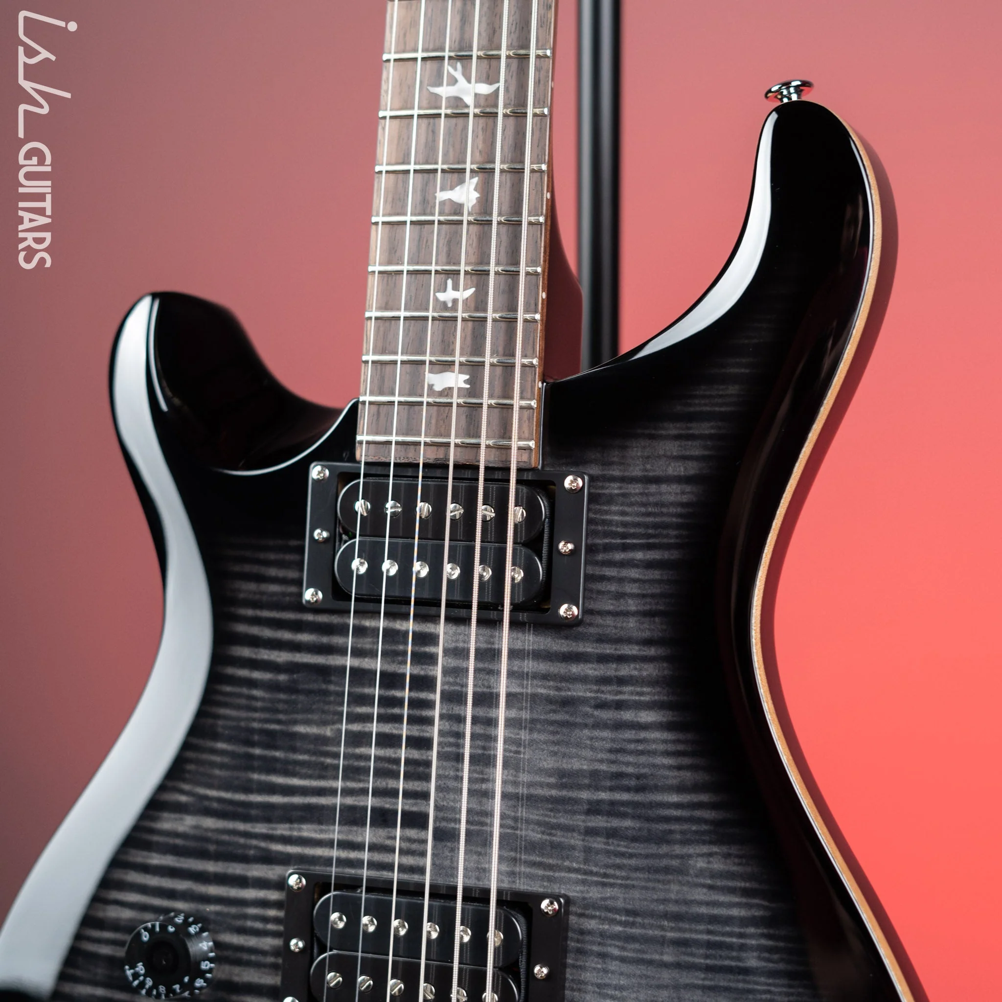 PRS SE 277 Baritone Left Handed Electric Guitar Charcoal Burst Demo - Image 3