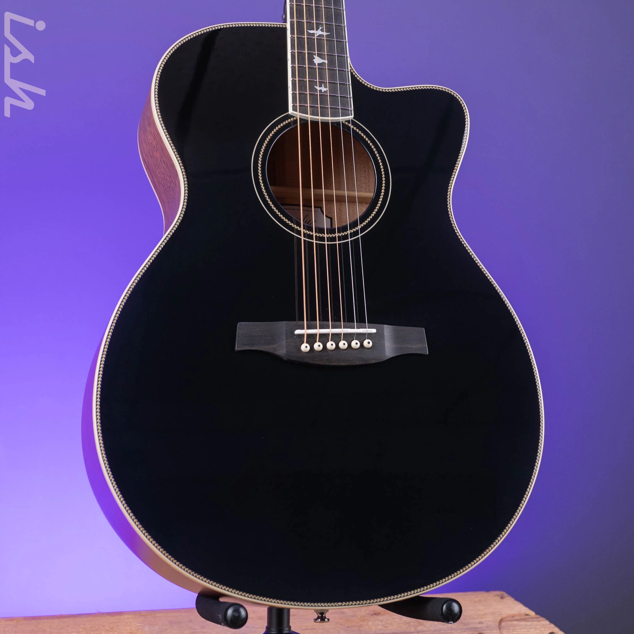PRS SE A20E Angelus Acoustic-Electric Guitar Black Gloss Top