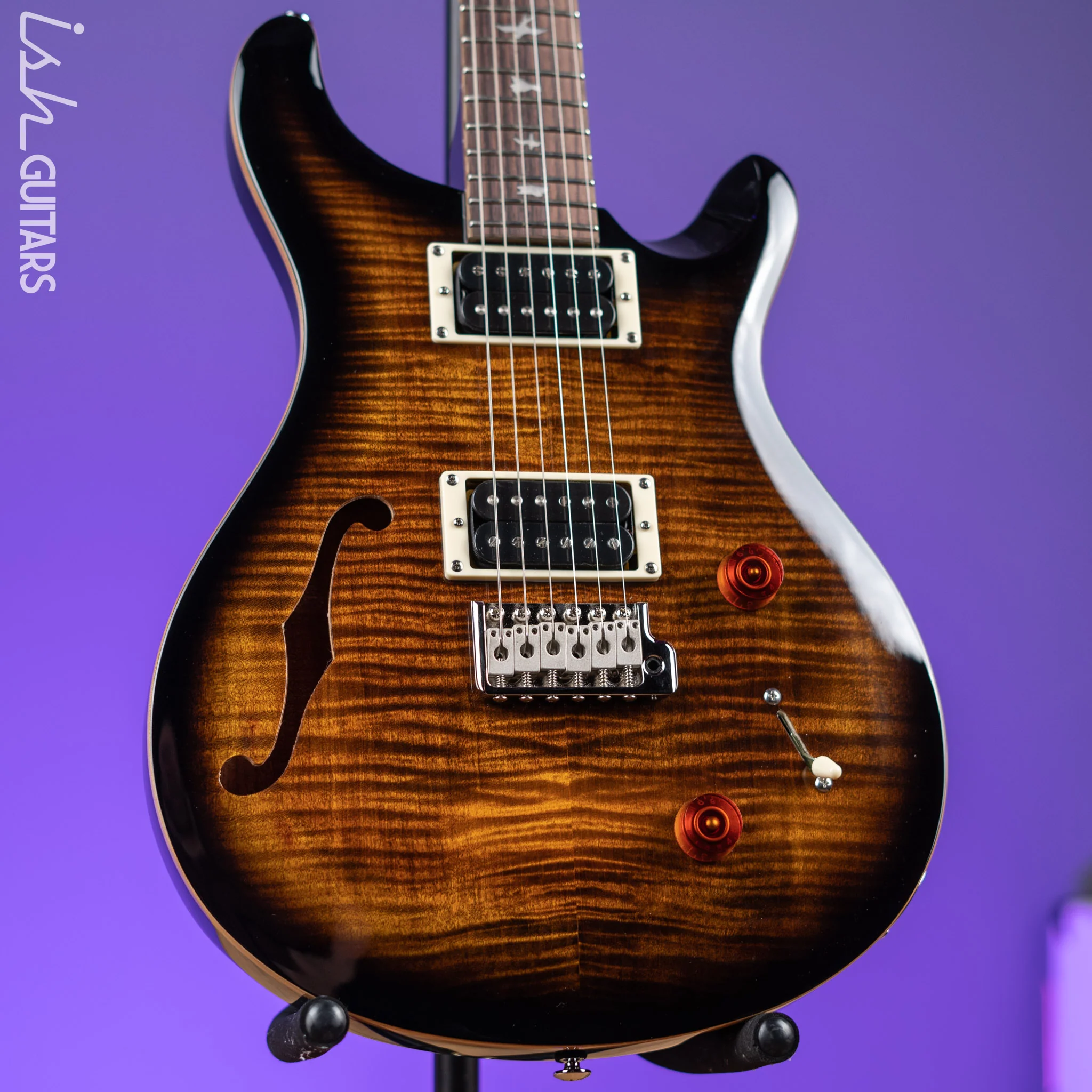 PRS SE Custom 22 Semi-Hollow Black Gold Sunburst