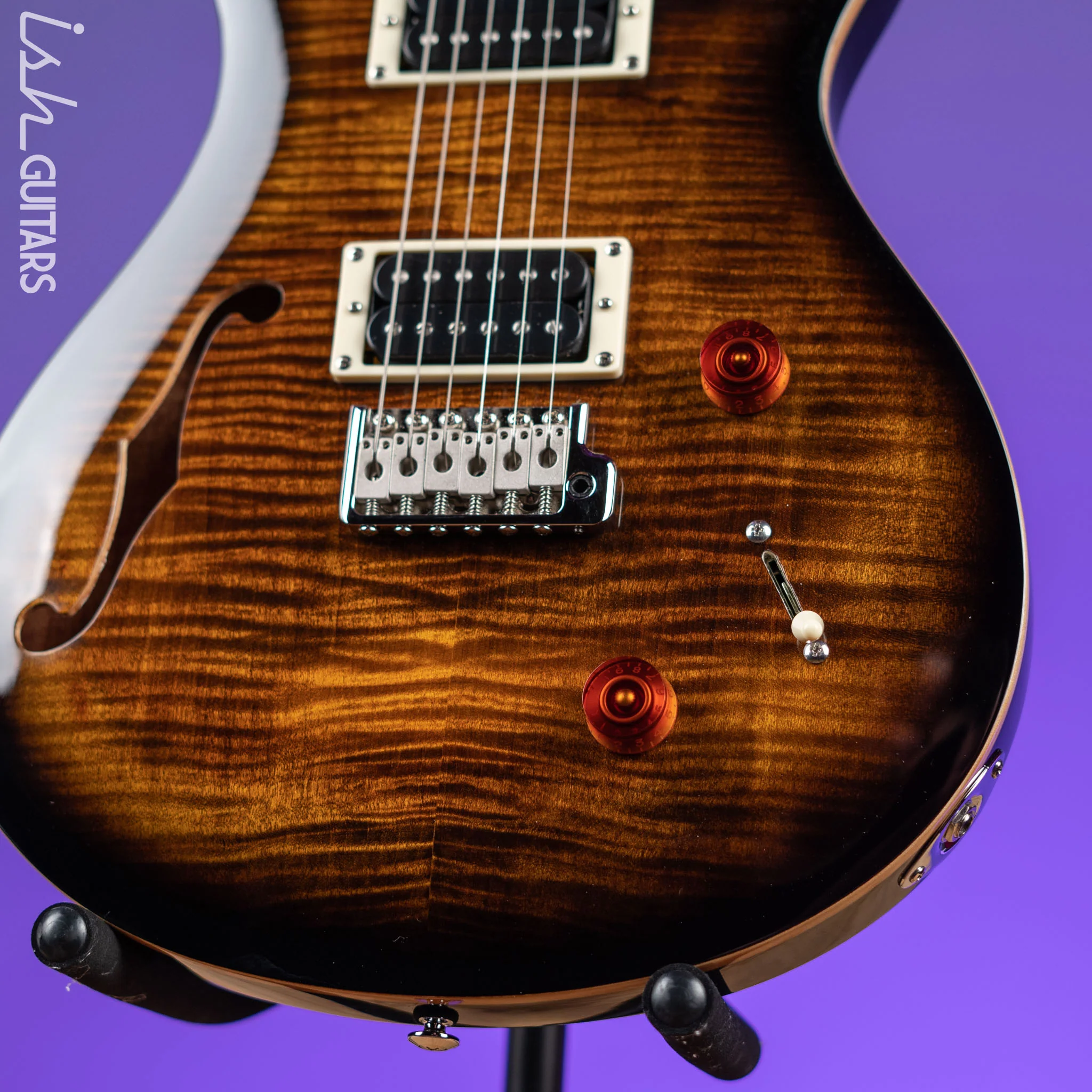 PRS SE Custom 22 Semi-Hollow Black Gold Sunburst - Image 4