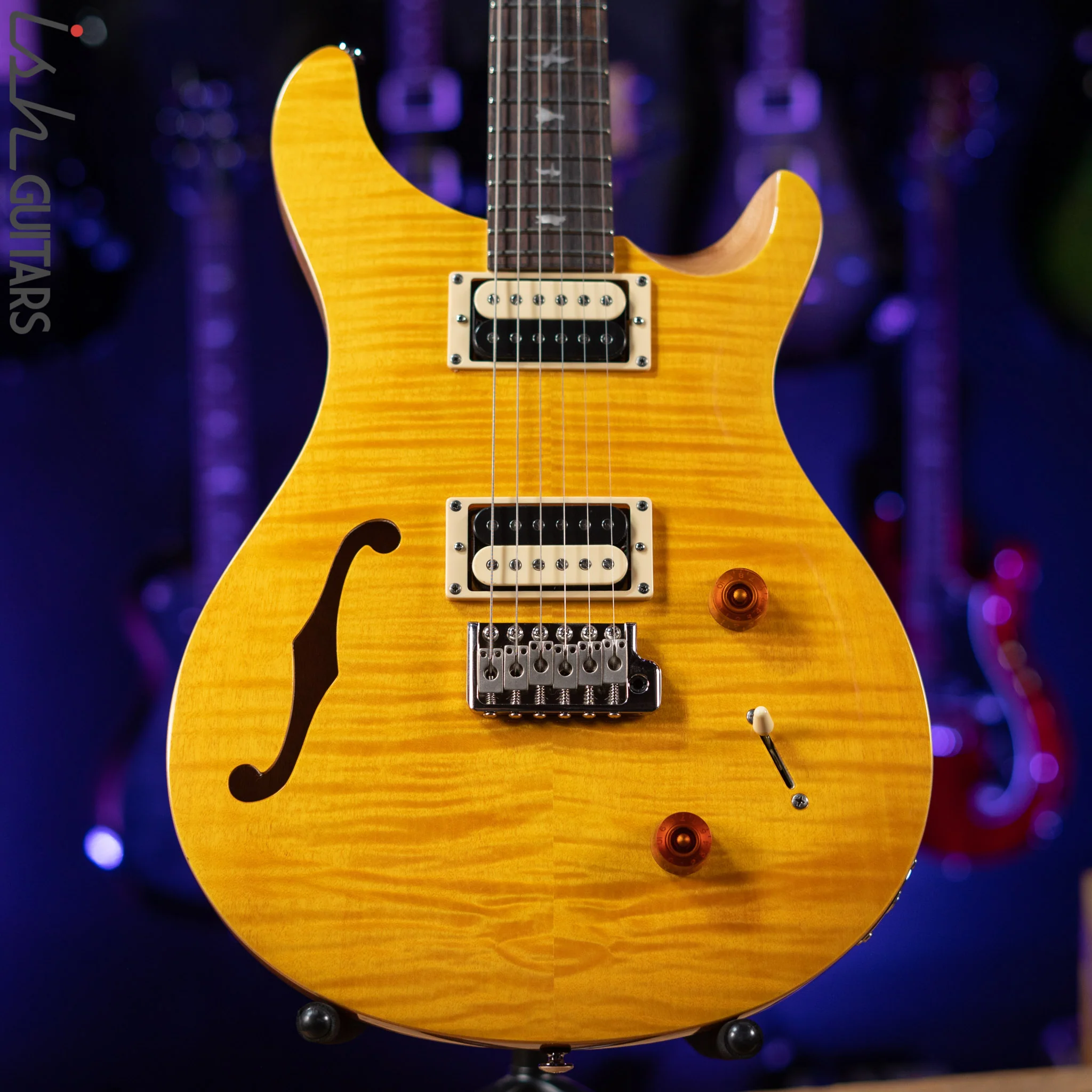 PRS SE Custom 22 Semi-Hollow Electric Guitar Santana Yellow