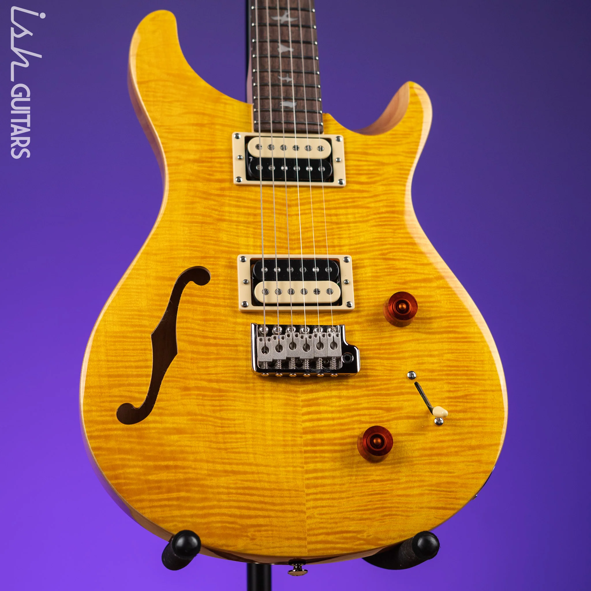 PRS SE Custom 22 Semi-Hollow Electric Guitar Santana Yellow