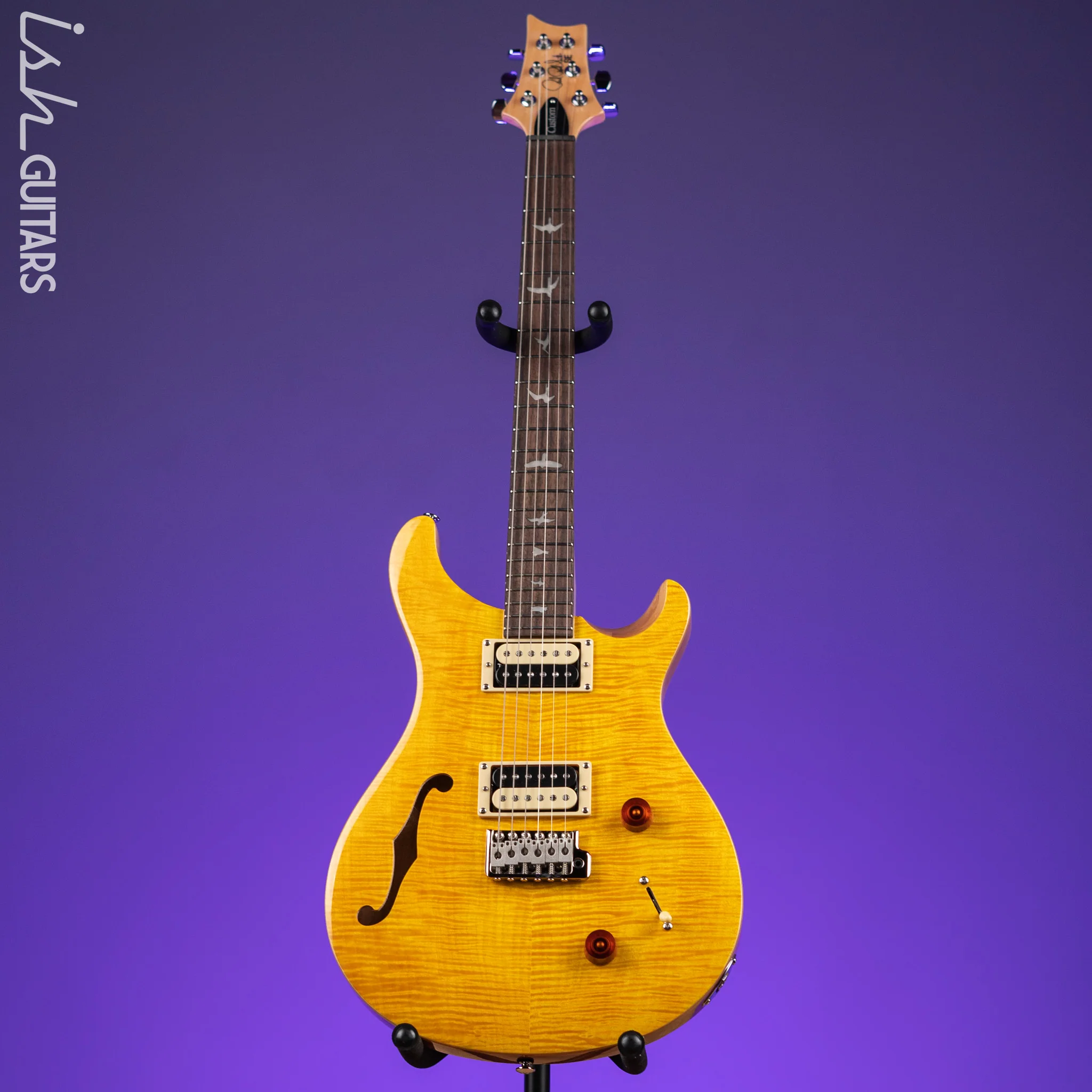 PRS SE Custom 22 Semi-Hollow Electric Guitar Santana Yellow - Image 2