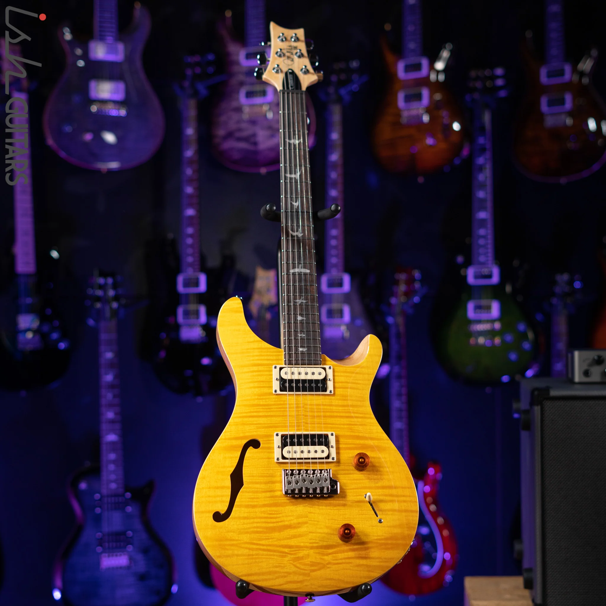 PRS SE Custom 22 Semi-Hollow Electric Guitar Santana Yellow - Image 2